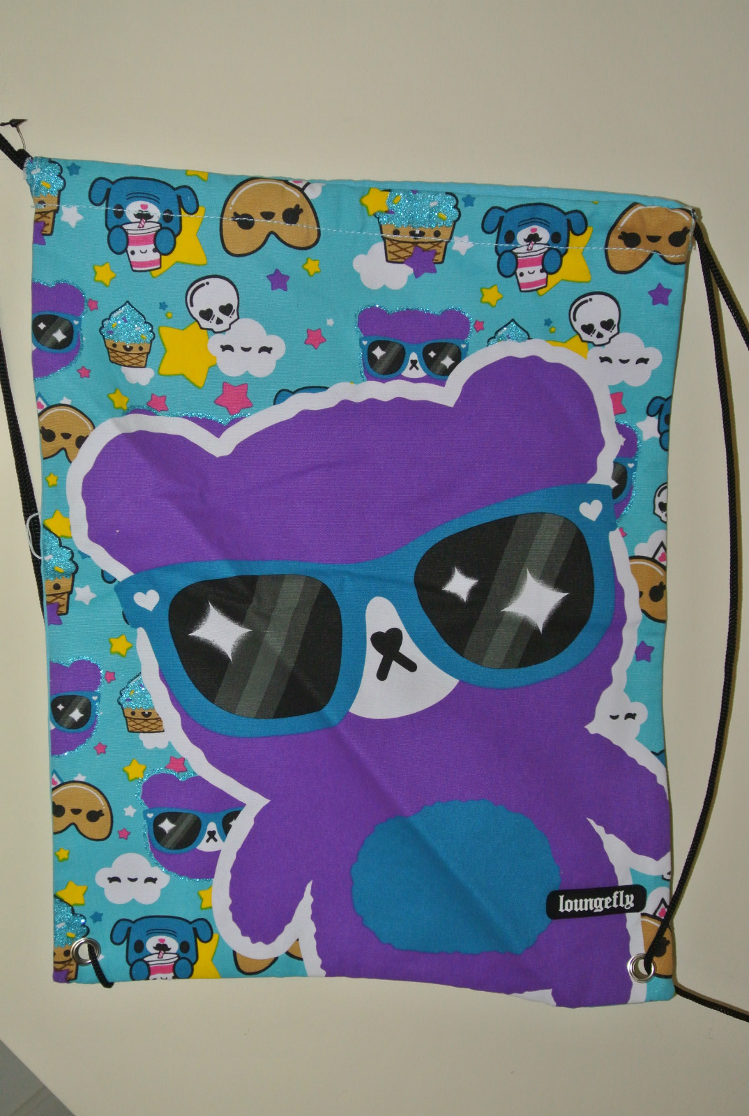 New Cinch PANDA BEAR Glasses Sack 17 X 13.5″ Draw String Bag Purple Loungefly