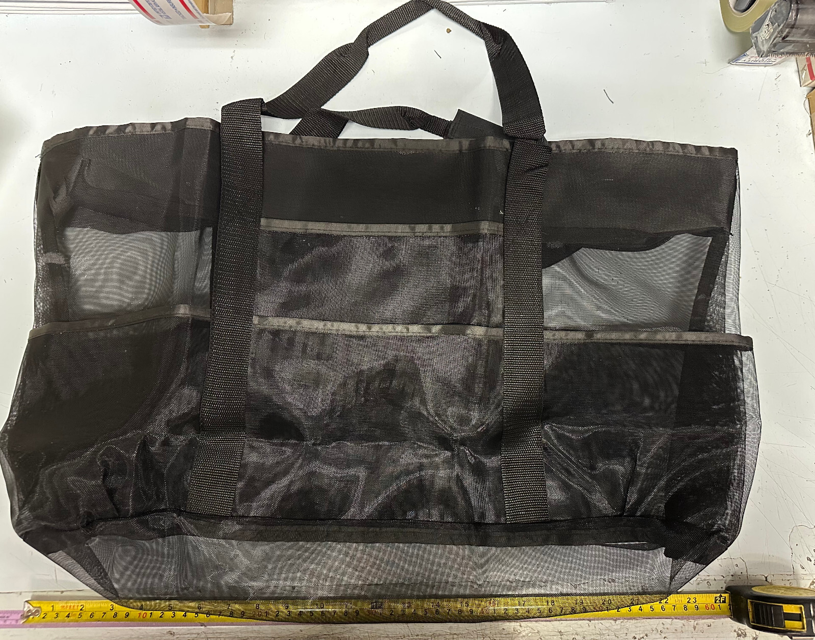 Extra Large Summer Beach Mesh Bag Picnic Tote w/Zipper N 8 Pockets XL 28″x15″x7″