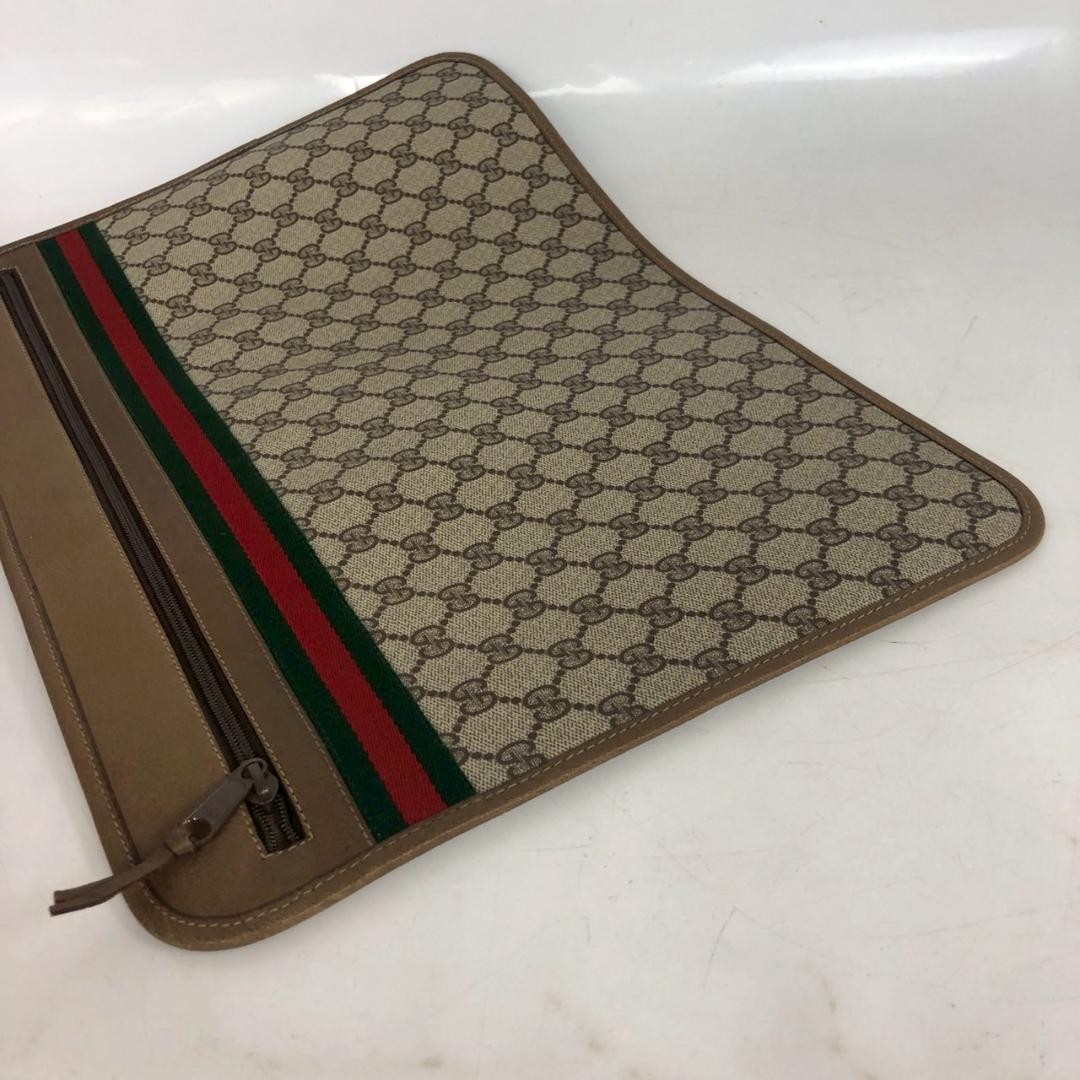 GUCCI Vintage GG Supreme Sherry Line Clutch Bag Leather Men Size 32cm