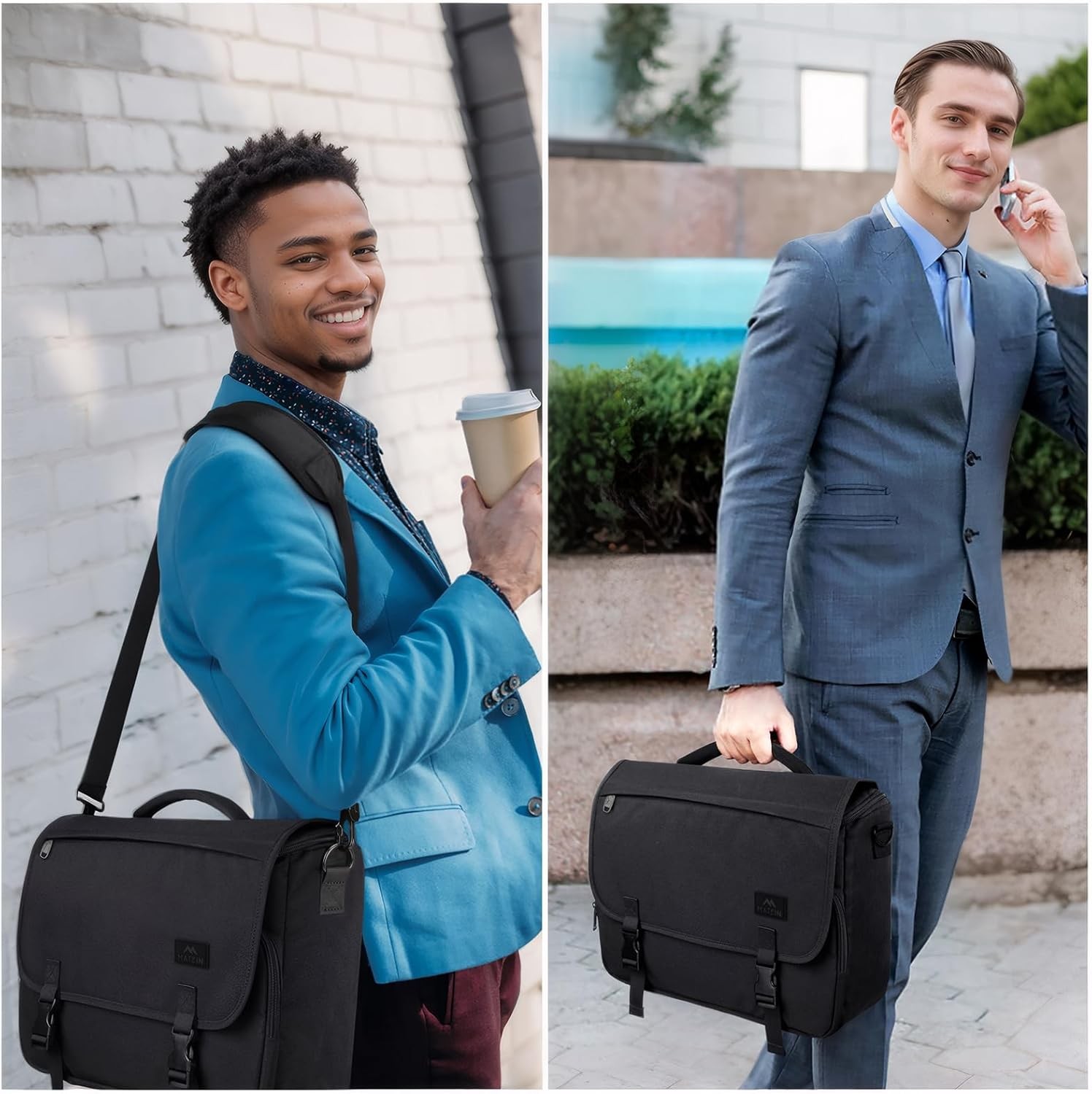 Messenger Bag for Men, Briefcases Lightweight Men’s 15.6 inch, Black