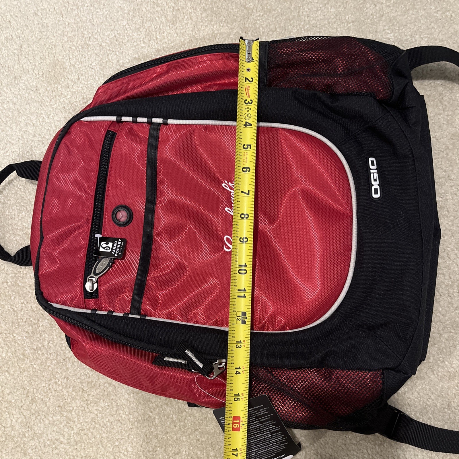 OGIO Leinenkugels Backpack Red Black Audio Pocket NEW Tech Gear Travel College