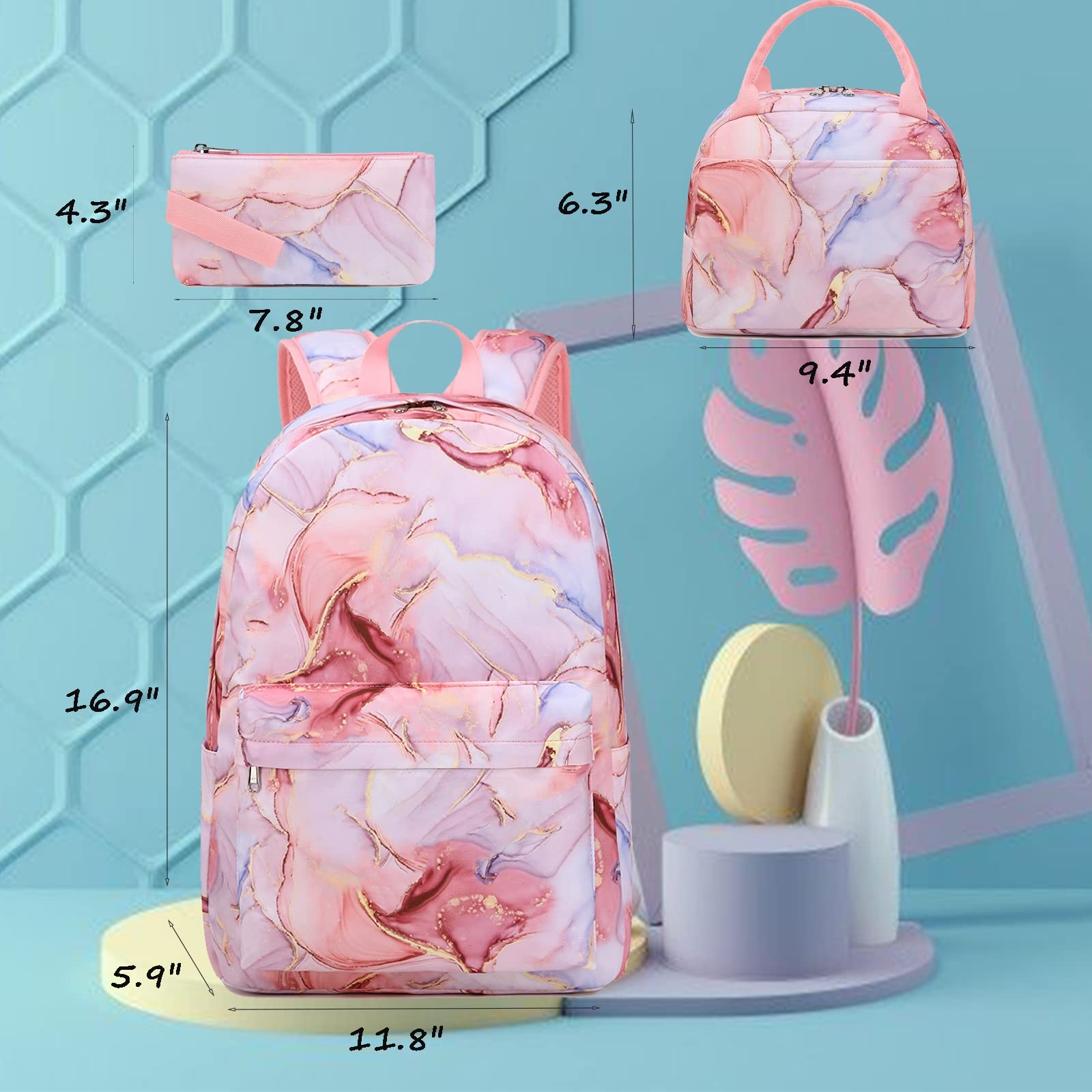 Backpack For Girls School Bag With Lunch Box Kids Bookbag For Teen Girls