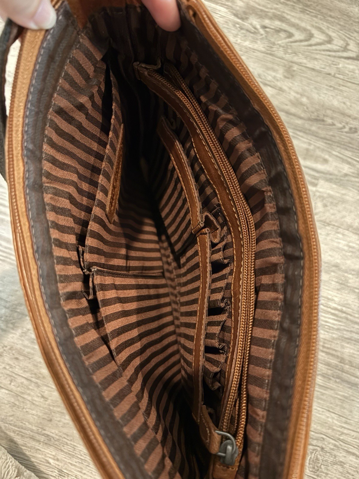 Jack Georges Brown Crossbody Bag Zip Closure Lined Inner Pockets