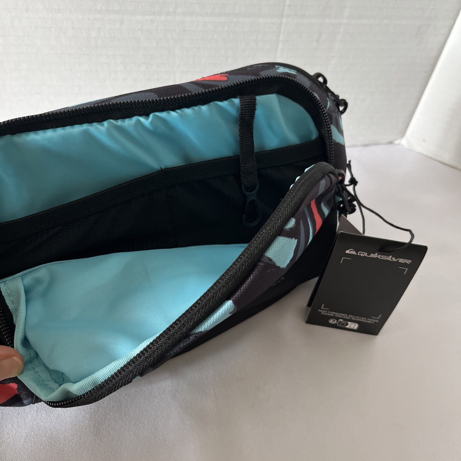 Quiksilver Mens Adjustable Pintpack Waist Pack – Woodland Abstract Sea Spray New