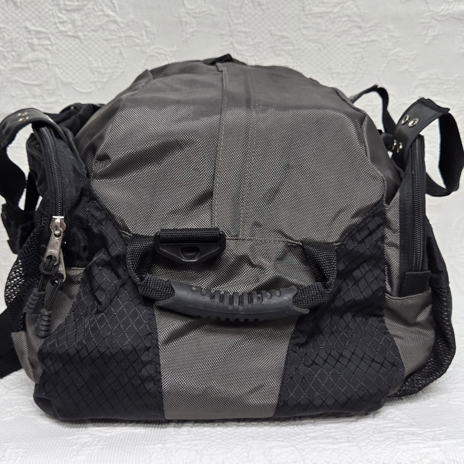 Oakley Icon 2.0 Software Grey Canvas Leather Handle Large Duffle Bag Y2K