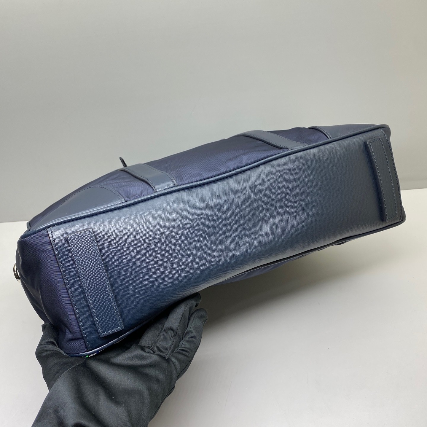 Prada Pre-Owned Authentic Briefcase Blue 36x28x7cm Nylon Free Shipping