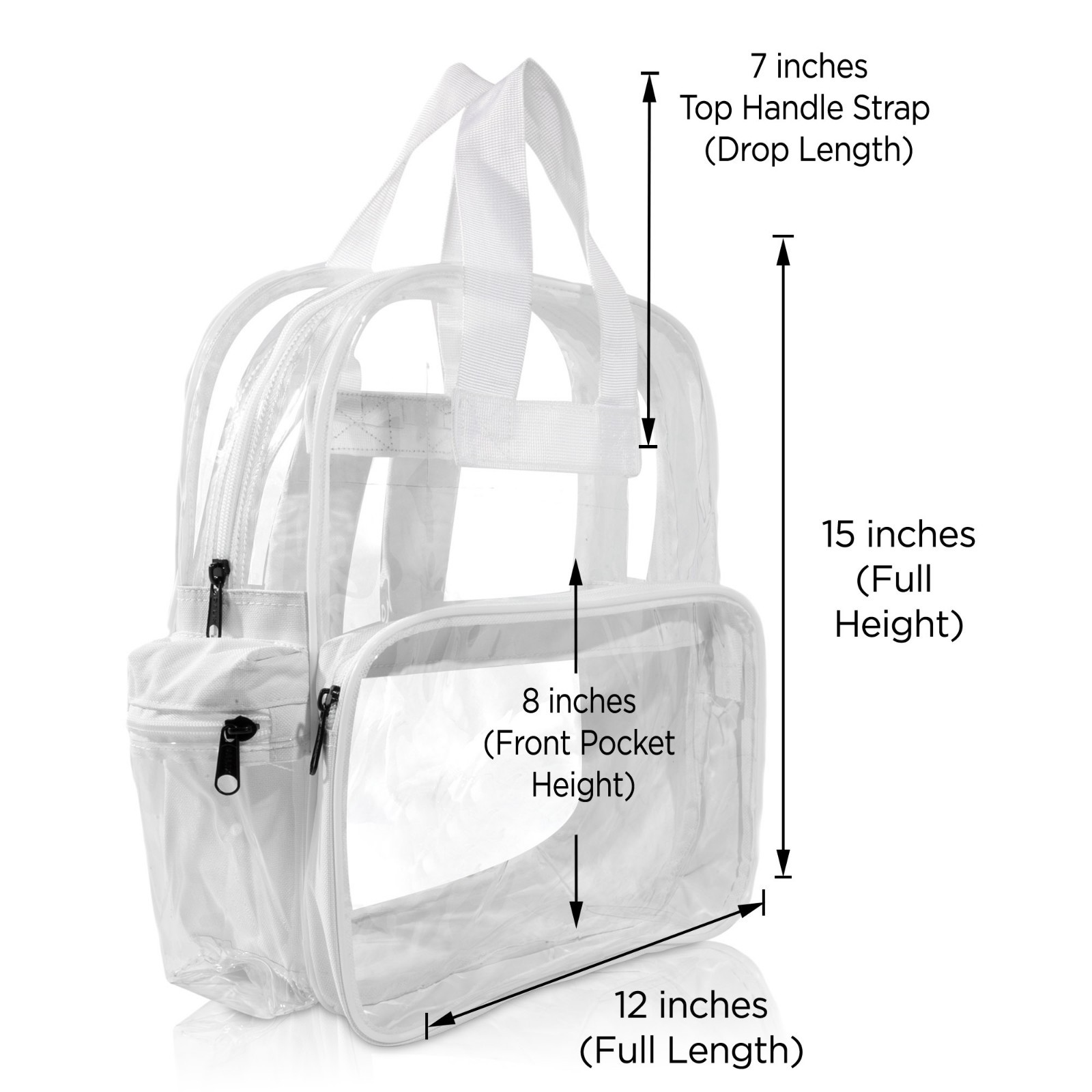 DALIX Clear Backpack School Pack See Through Bag in White Free Shipping