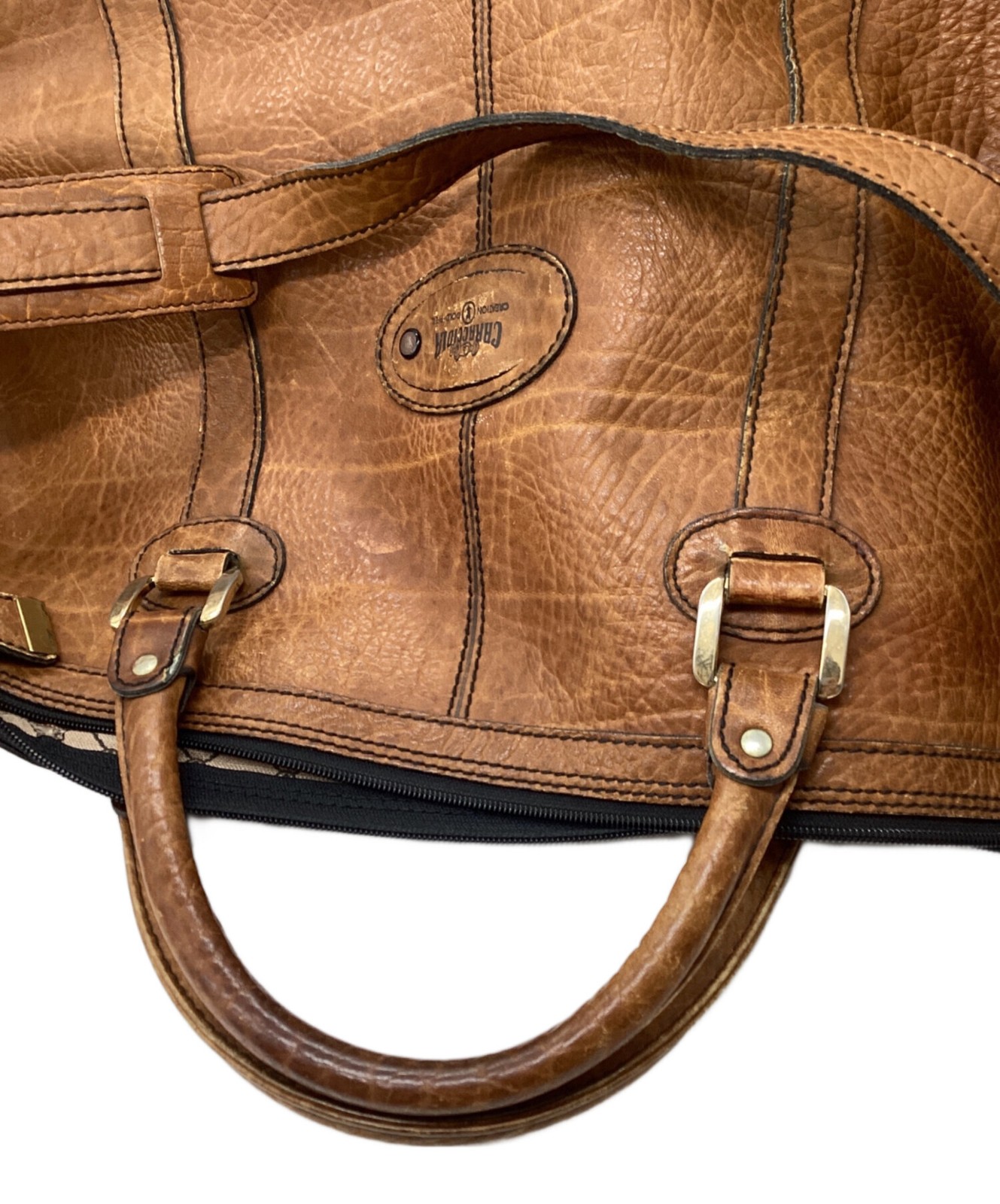 Gold Pfeil CARACCIOLA Boston bag Brown Leather Men Duffle bag Large