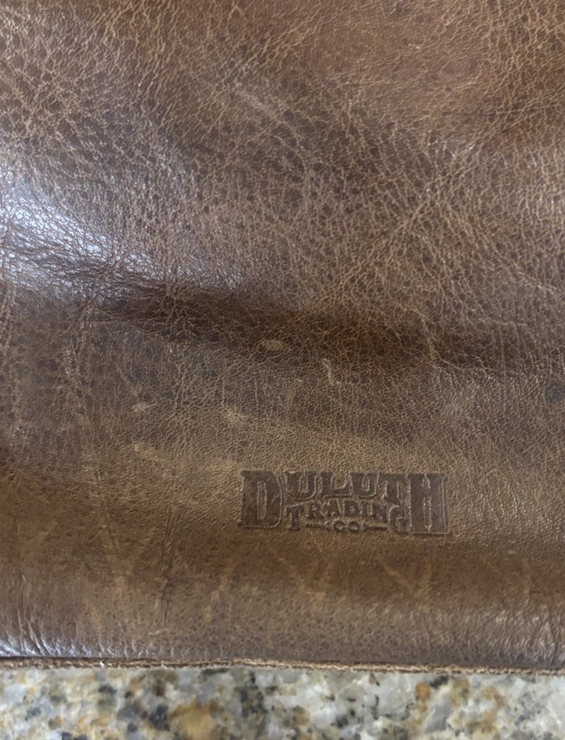 DULUTH TRADING Co. Large Brown Leather Sling Crossbody Shoulder Travel Bag