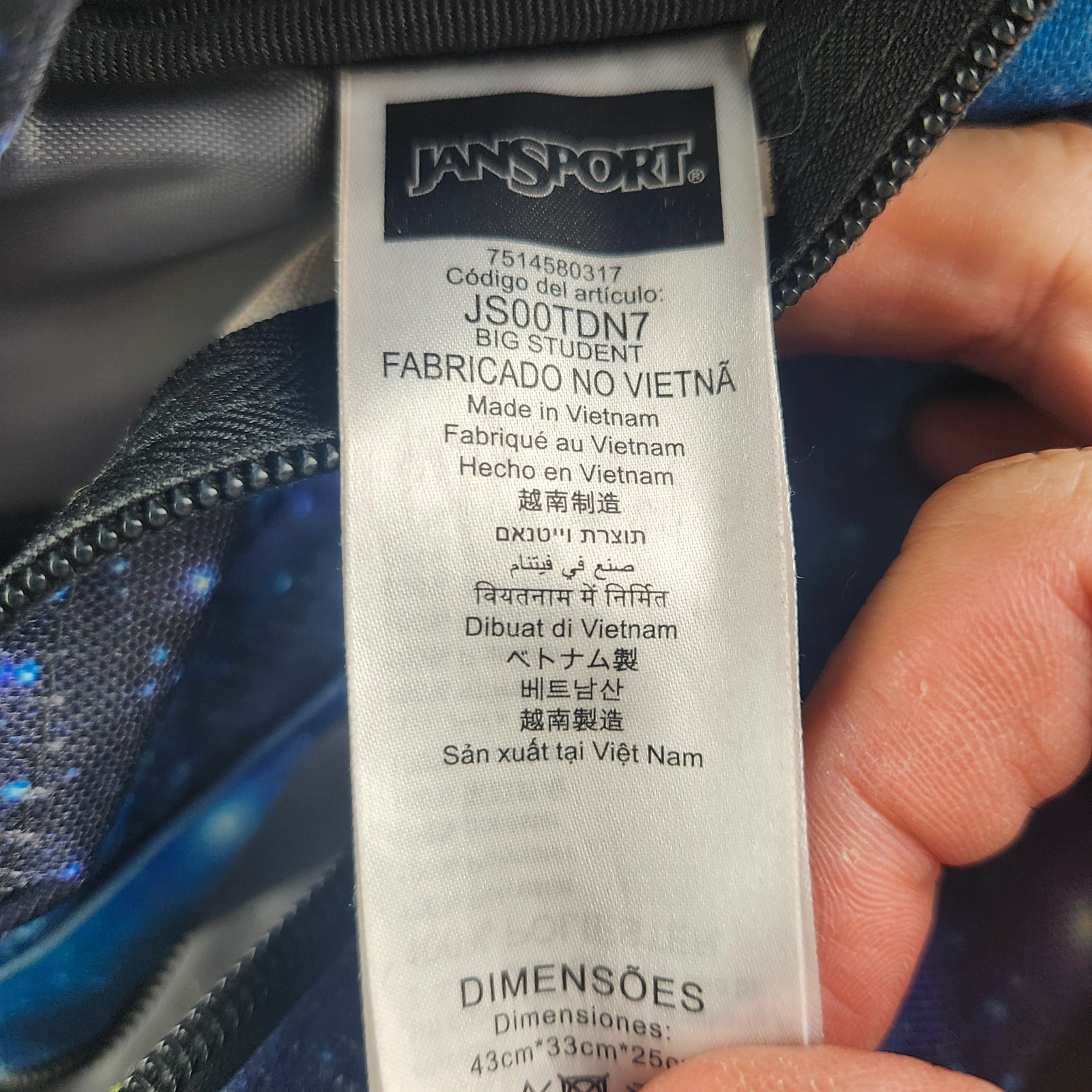 JanSport XL Big Student Laptop Backpack Cosmic Galaxy Blue Cyberspace Dimensions
