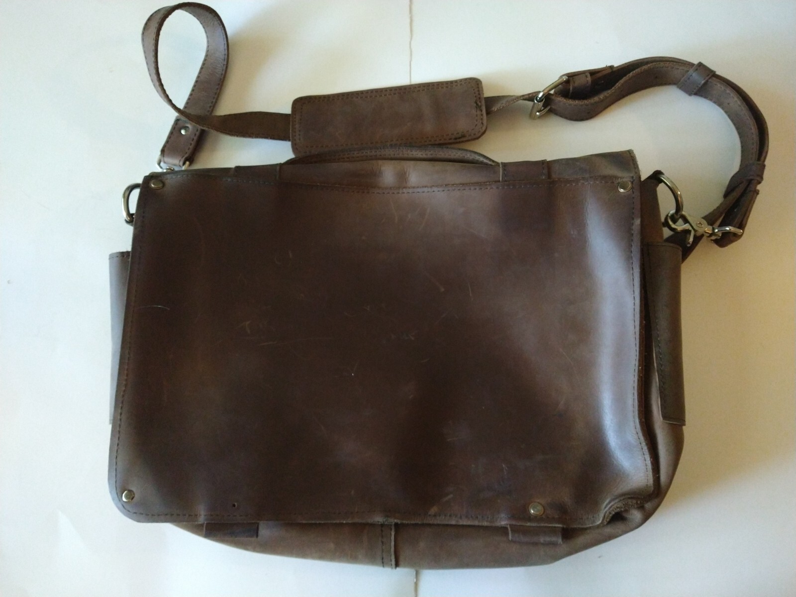 Copper River Co Brown Leather 19″ Harness Crossbody Messenger Bag Made In USA