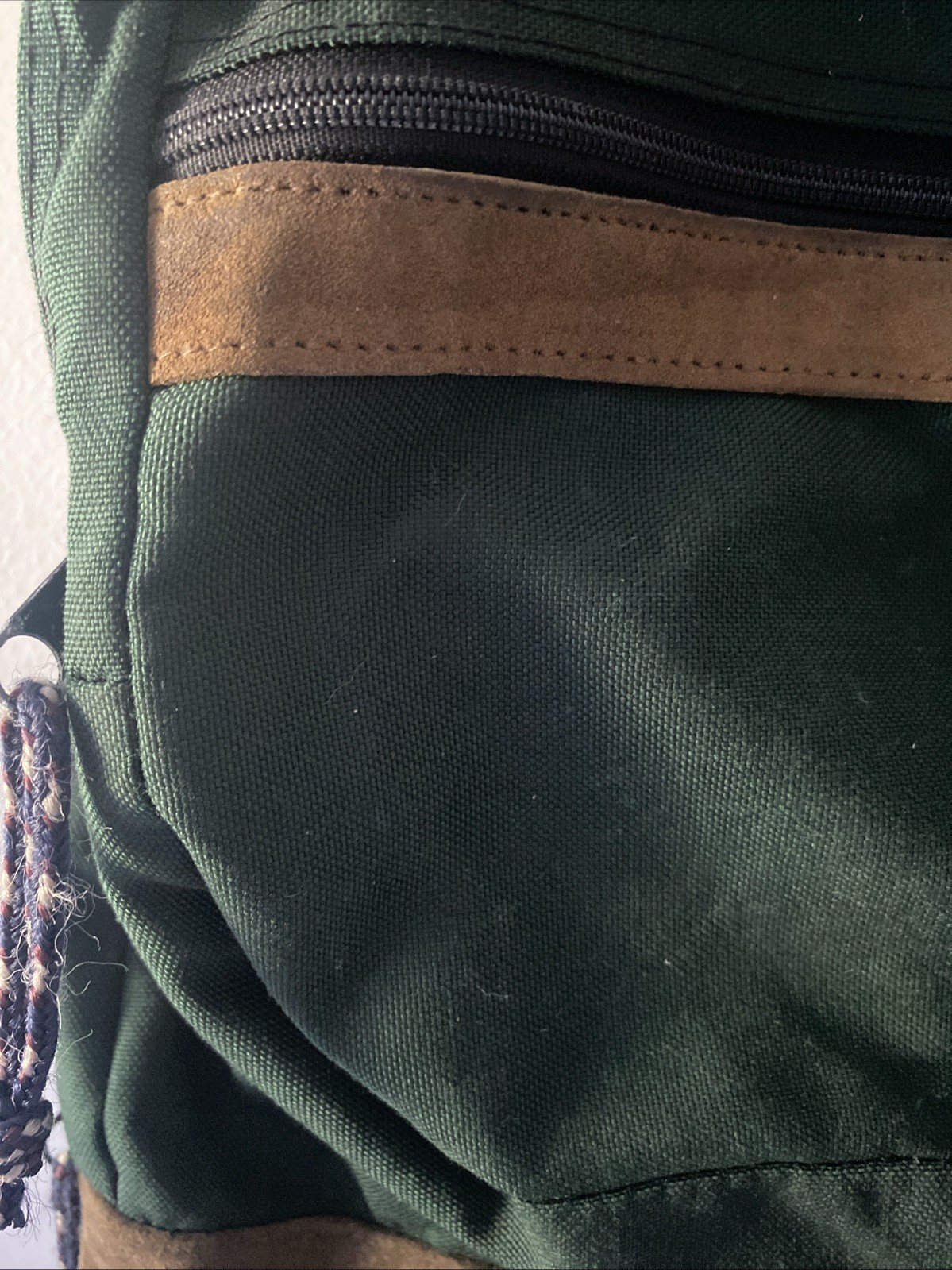 Vintage Jansport suede leather bottom backpack green classic school USA 90s
