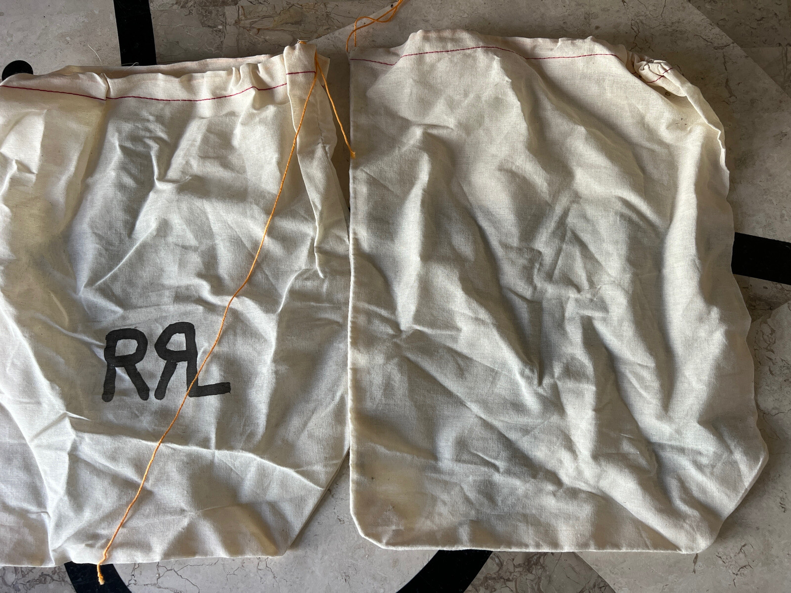 2 Medium Double Ralph Lauren RRL Linen Drawstring bags for accessories 12’x14′