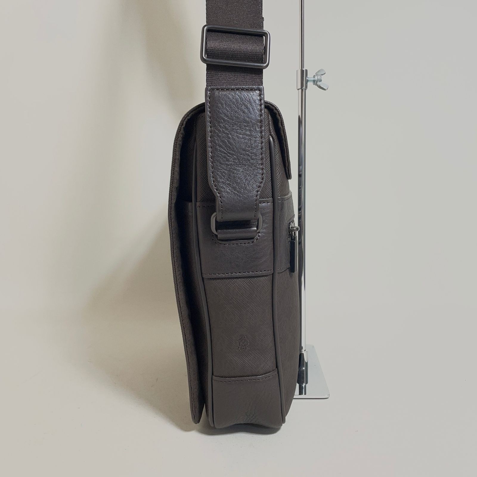Dunhill Dark Brown PVC Leather Shoulder Bag 26x25x6cm Adjustable Strap