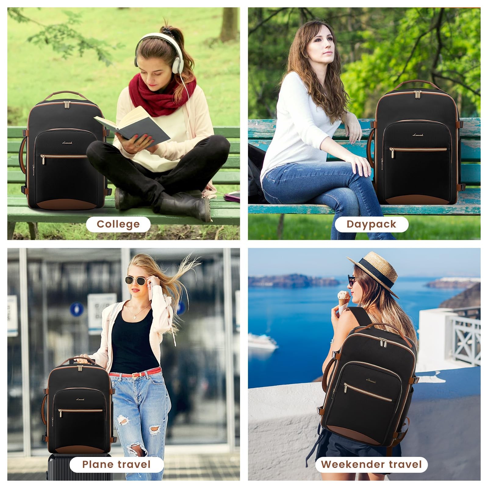 40L Large Travel Backpack for Women Men, 17 Inch Carry on Backpack for Travel…