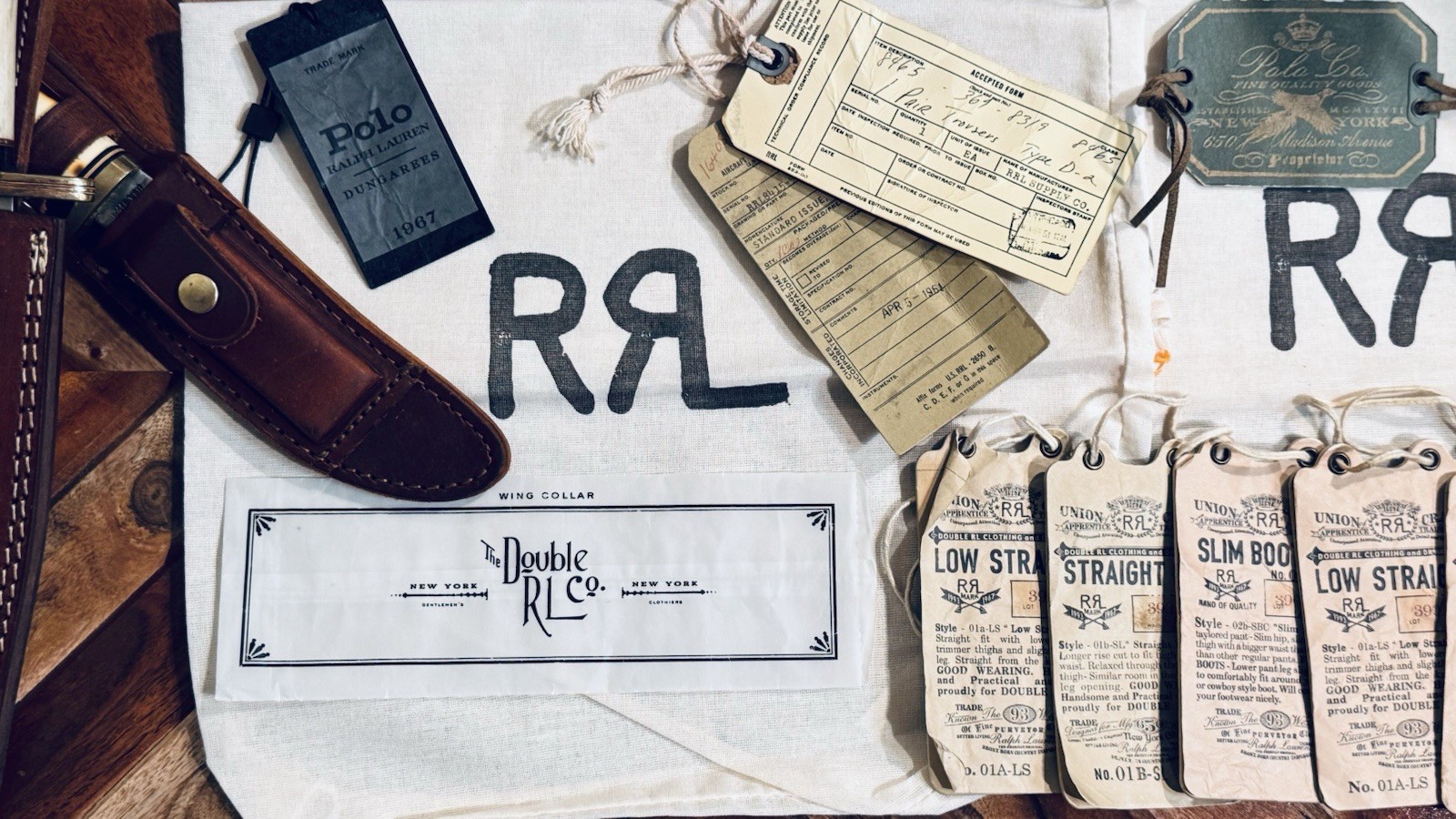 RRL Double RL Drawstring & Paper bags, Vintage Garment Tags Separately Or As Lot