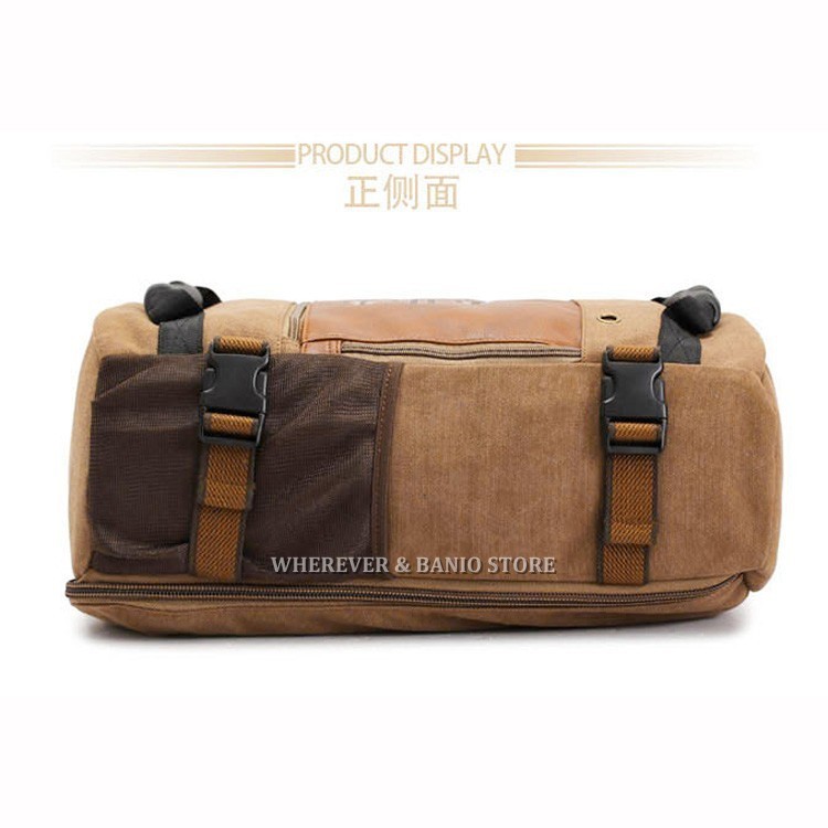 KUAKKO Men Canvas Laptop Backpack Outdoor Sport Shoulder Travel bag Tactical 45L