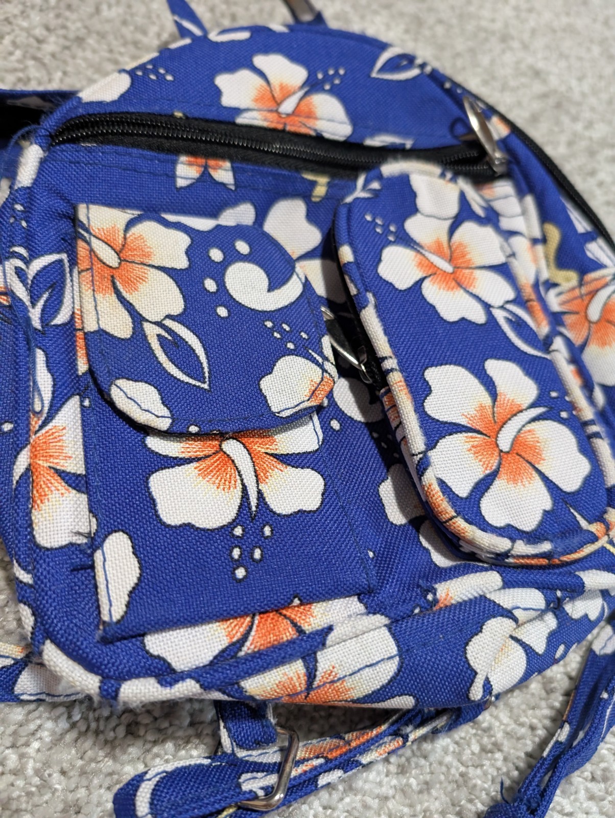 Mini Floral Flower Backpack Hawaiian Print Travel Shopping Hiking Bag
