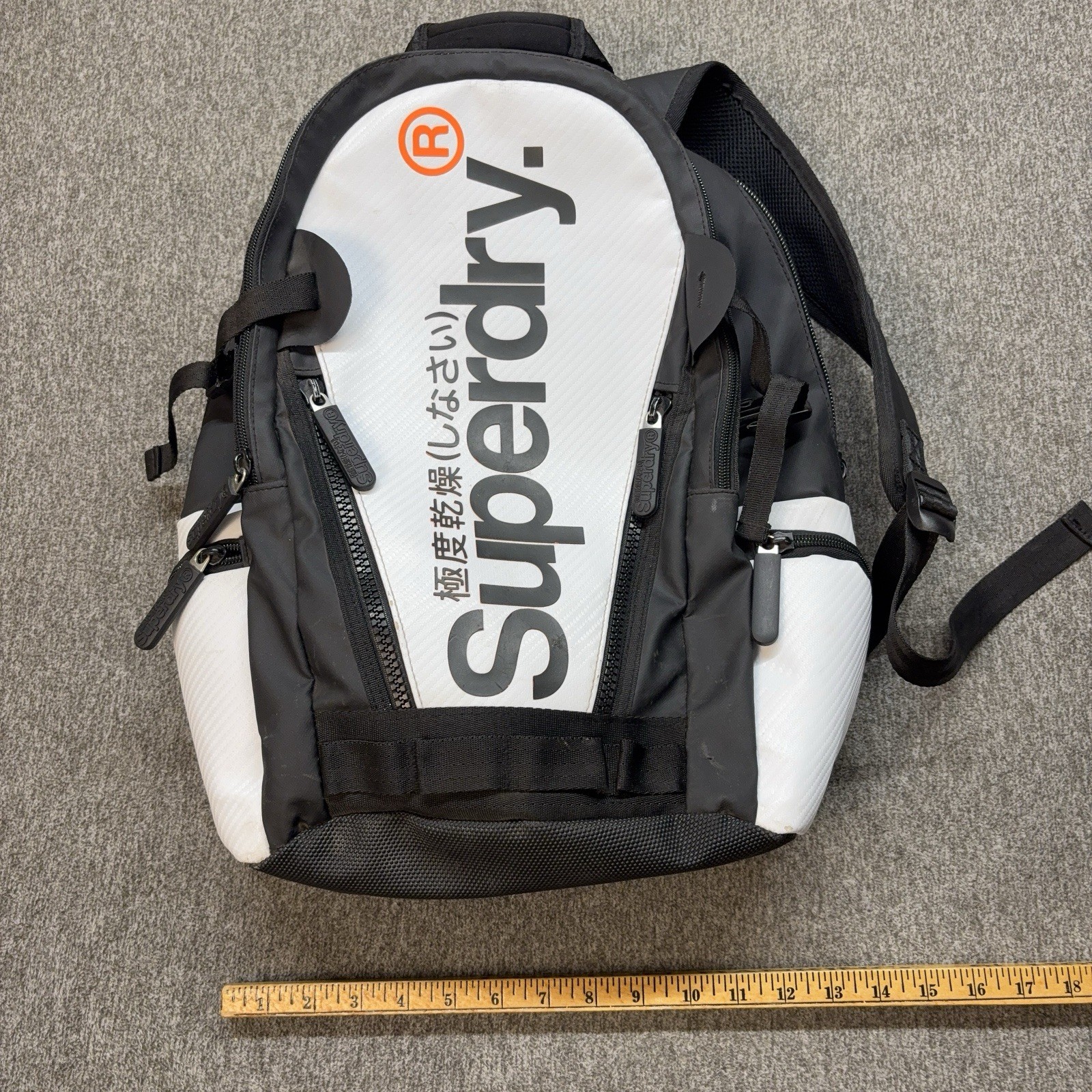 Superdry White Tarp Tech Backpack Travel Sport School Laptop Bag 21L Water Zip