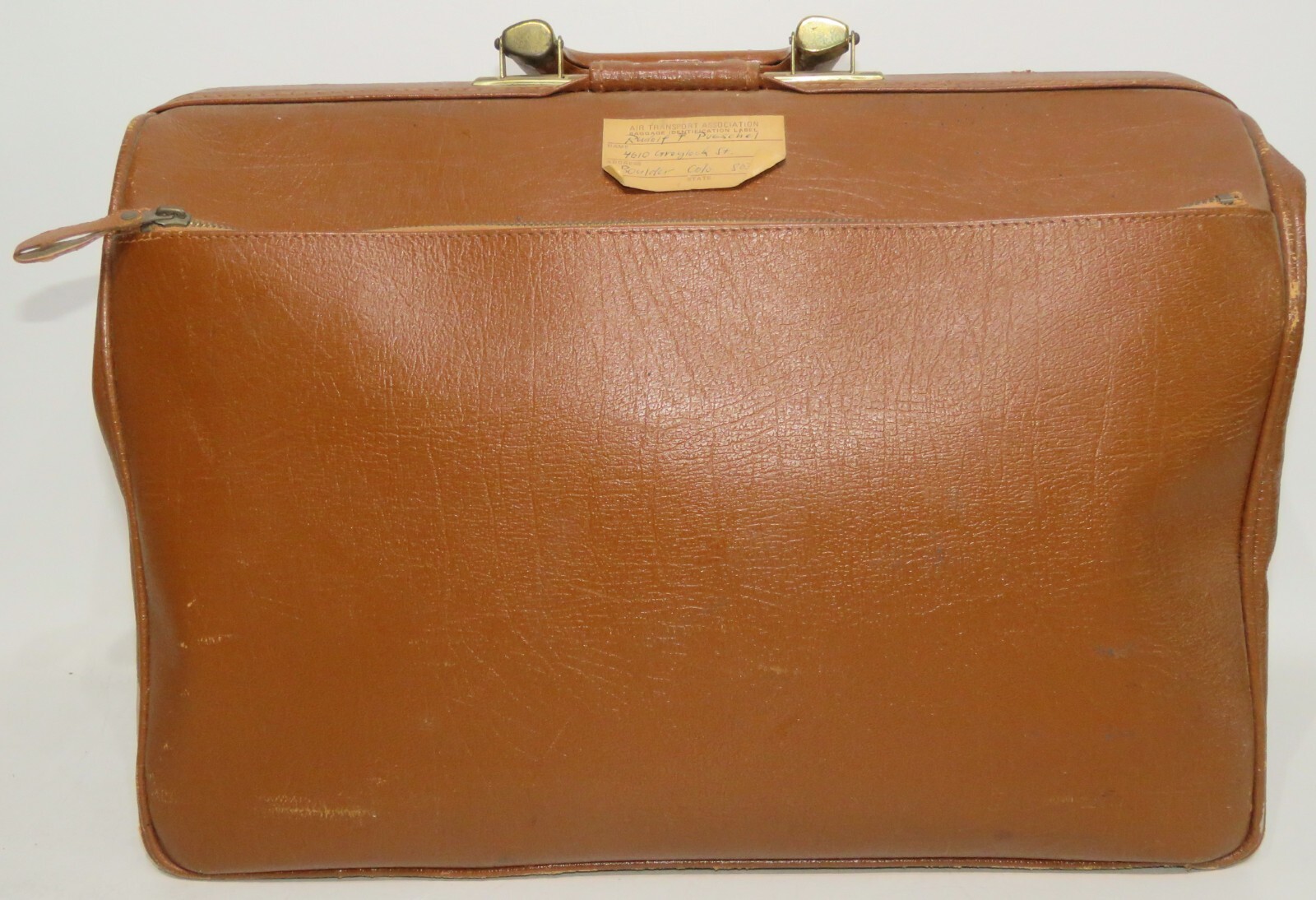 Hard Case Brown Travel Briefcase/Dr Bag Brass Latch w/Historical Interest (NASA)