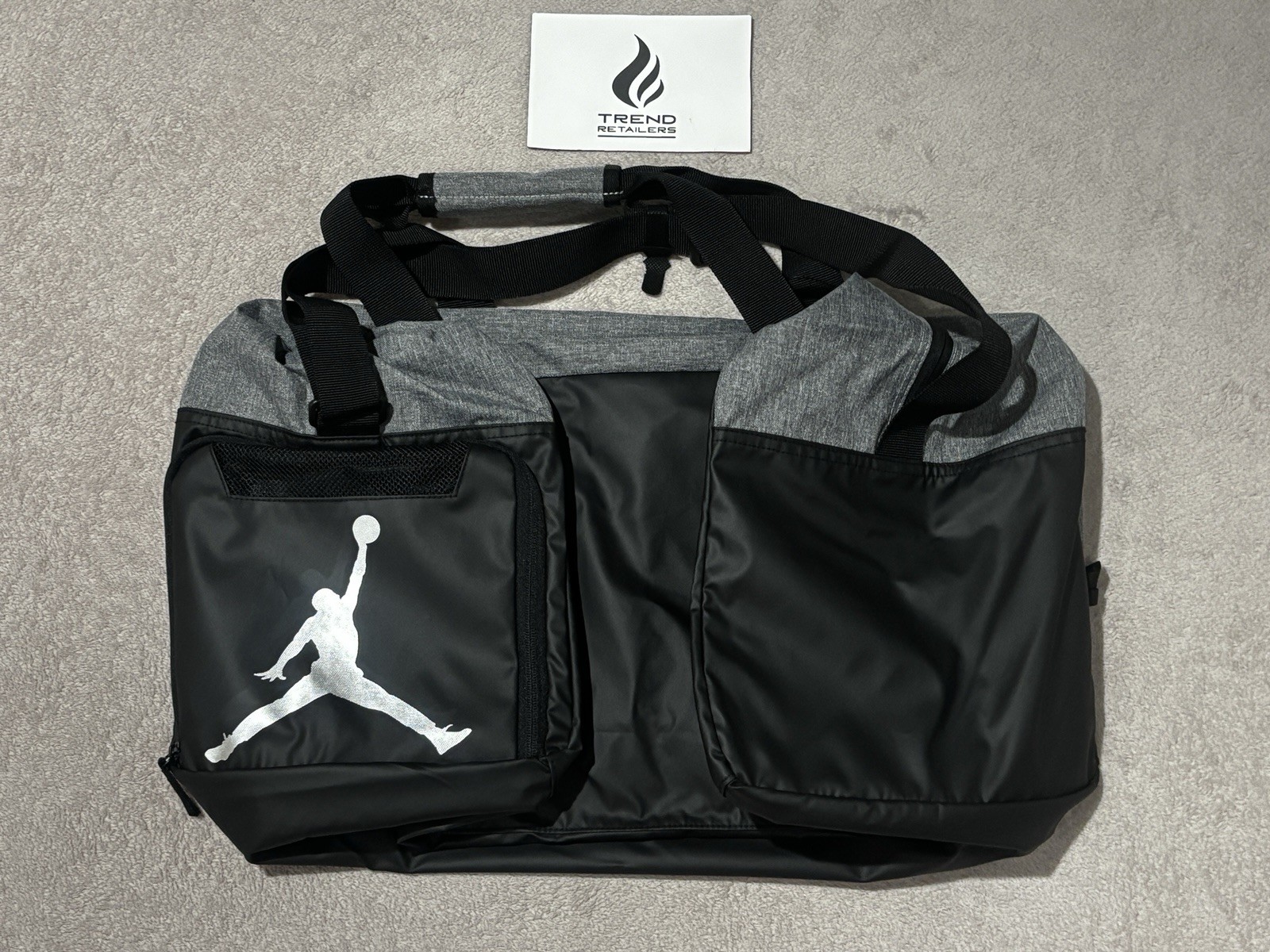 Nike Air Jordan Jumpman Pivot Duffle Bag Shoe Garage Black Grey Large 9A0083-023