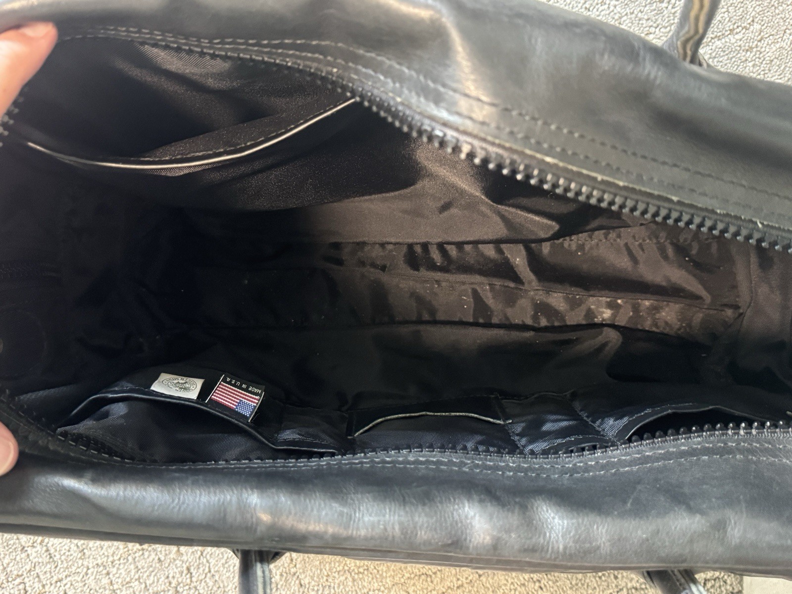 USA Made Duluth Pack Smooth Black Leather Briefcase bag