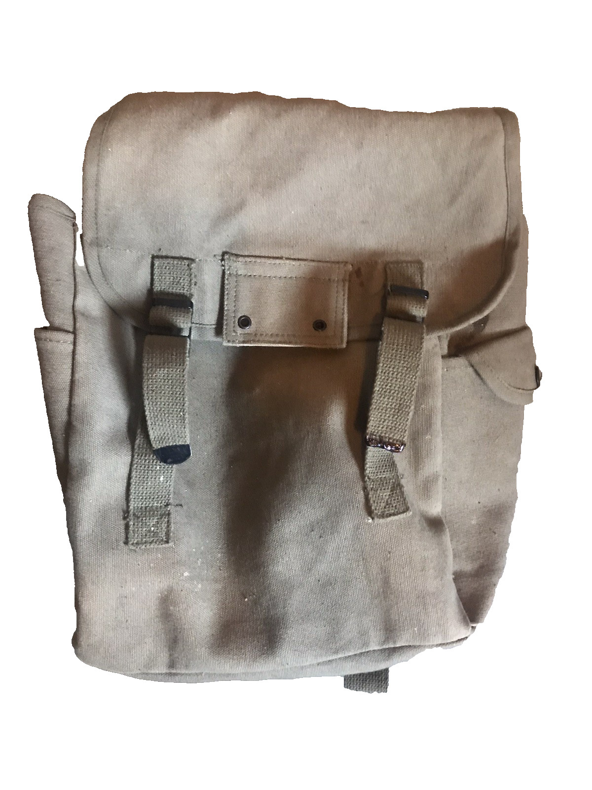 Vintage Military Canvas Backpack Rucksack Olive Drab Field Pack 12x10x5 in