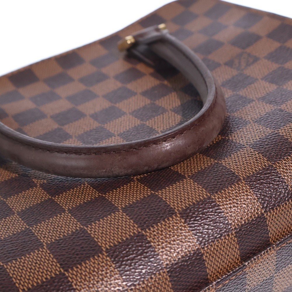 LOUIS VUITTON Damier Triana Handbag, Brown Leather x PVC, N51155, Gold Hardware