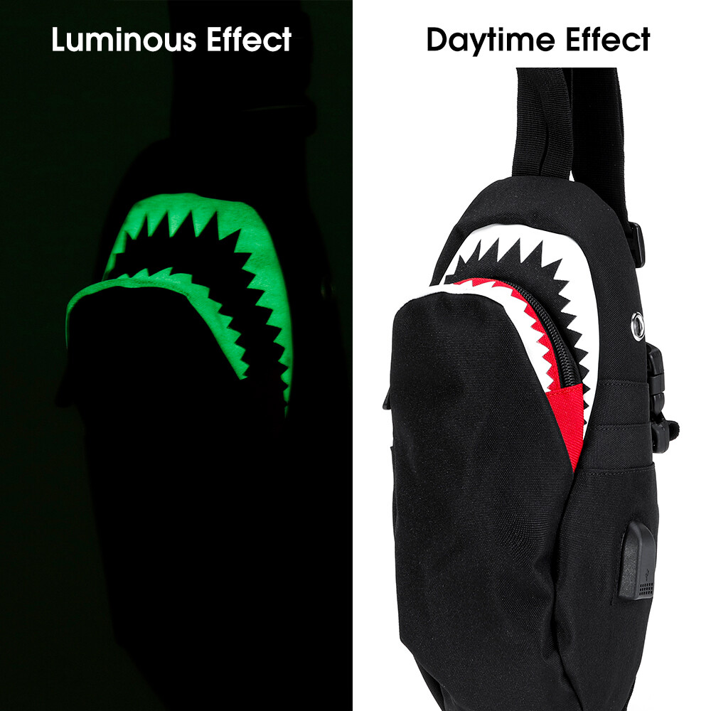 Shark Sling Backpack Shoulder Bum Bag Chest Pocket Pouch Pack Sports Cross Body