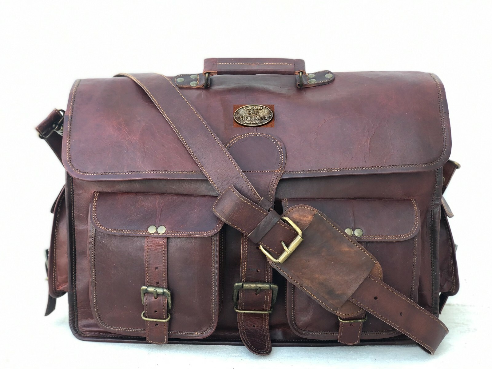 18″ Distressed Leather Quality Messenger Bag PC Computer Laptop Men’s Satchel