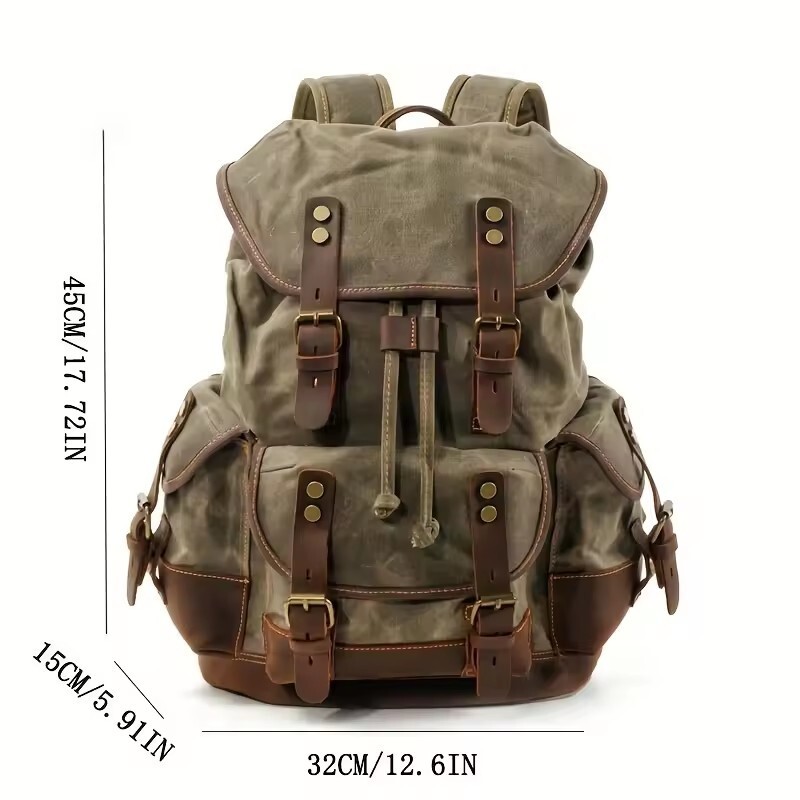 Retro Backpack Leisure Backpack Travel Backpack Canvas Patchwork Leather Fashion