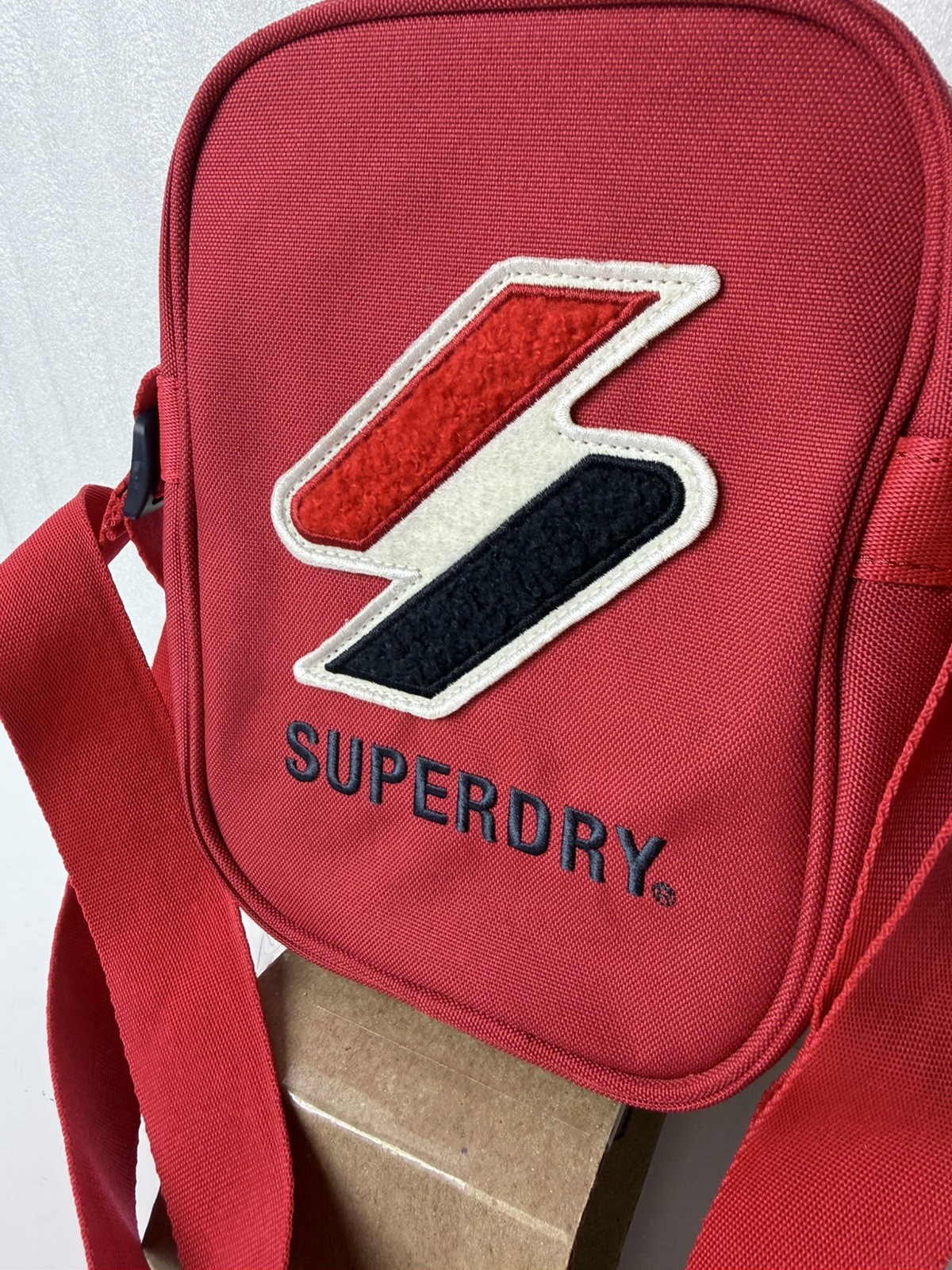 SuperDry Sportsyle Side Bag Red Crossbody Small Messenger Shoulder Strap Zip 9″