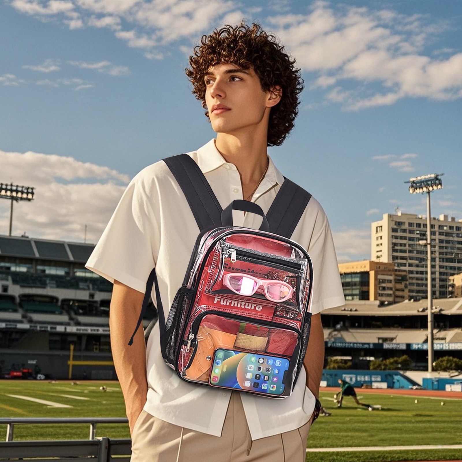 Clear Backpack Stadium Approved for Women and Men, Clear Bag for Stadium Even…