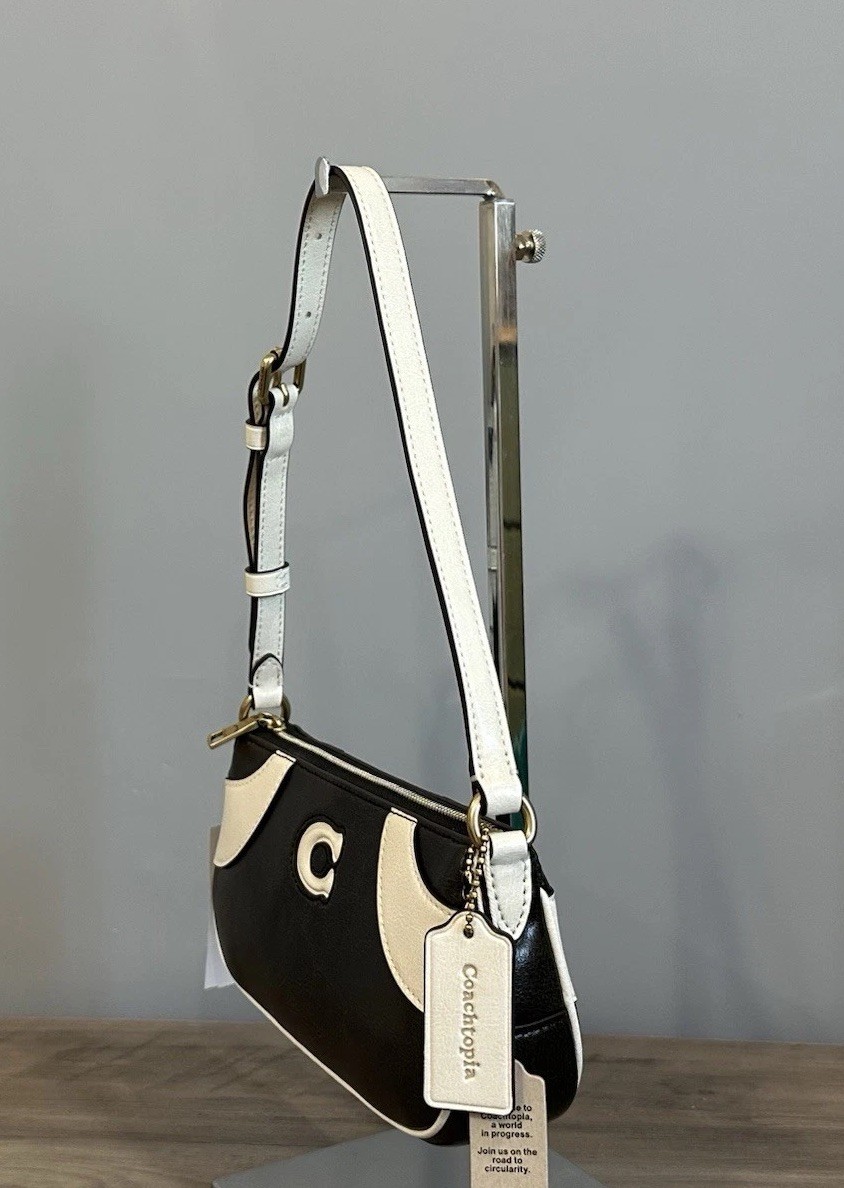 Coach Coachtopia Bowling Small Shoulder Bag Upcrafted Leather/Black/White CFB01