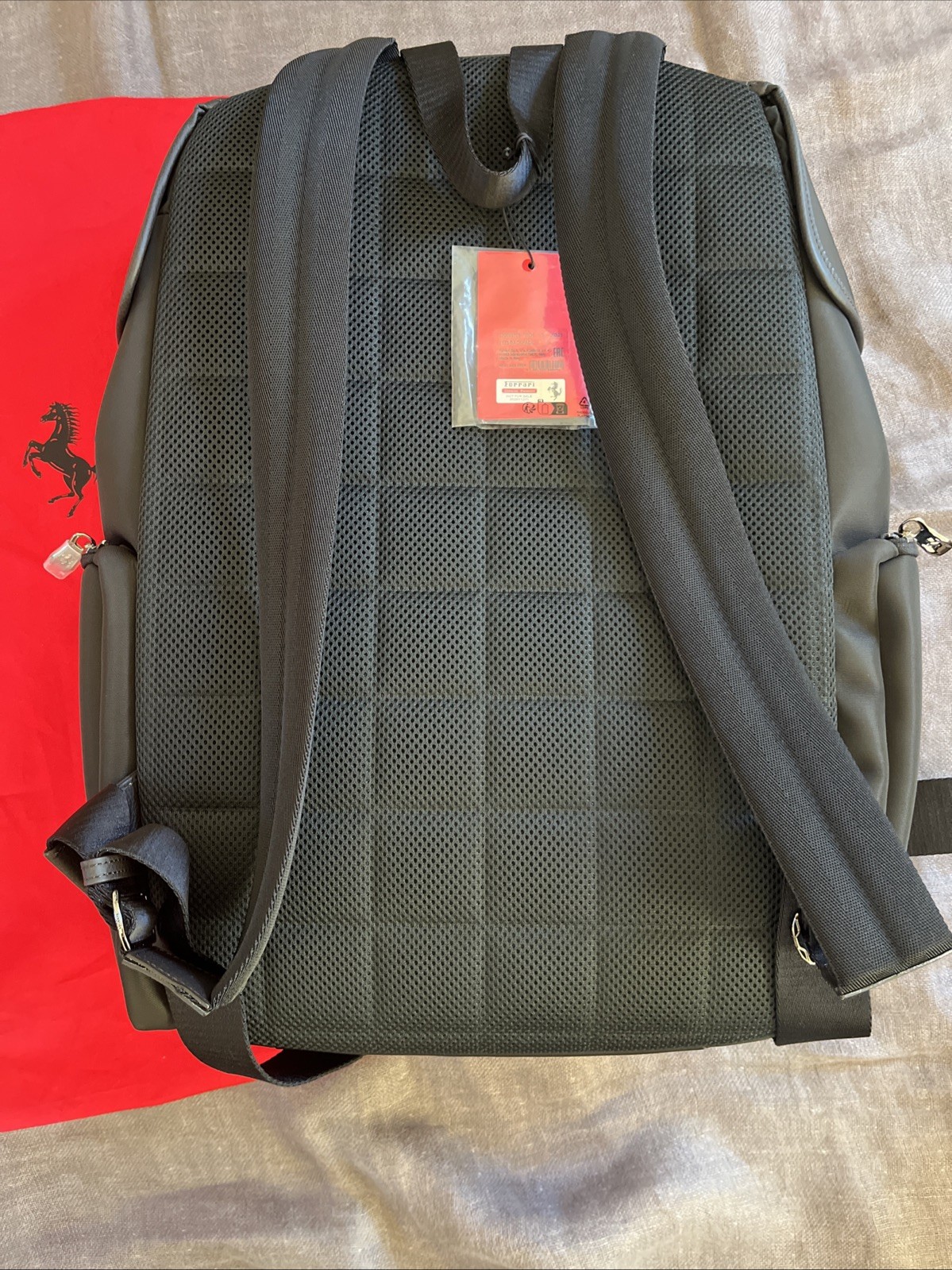 Ferrari Purosangue Black Leather Backpack with Storage Bag Original Genuine