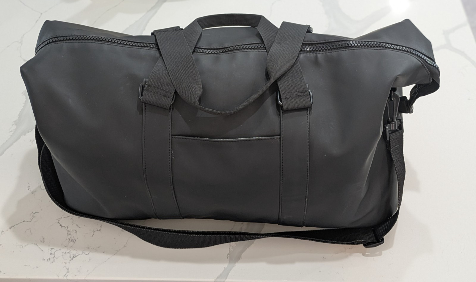 Duchamp London Rubberized Duffle Bag USB Cable Access in Black