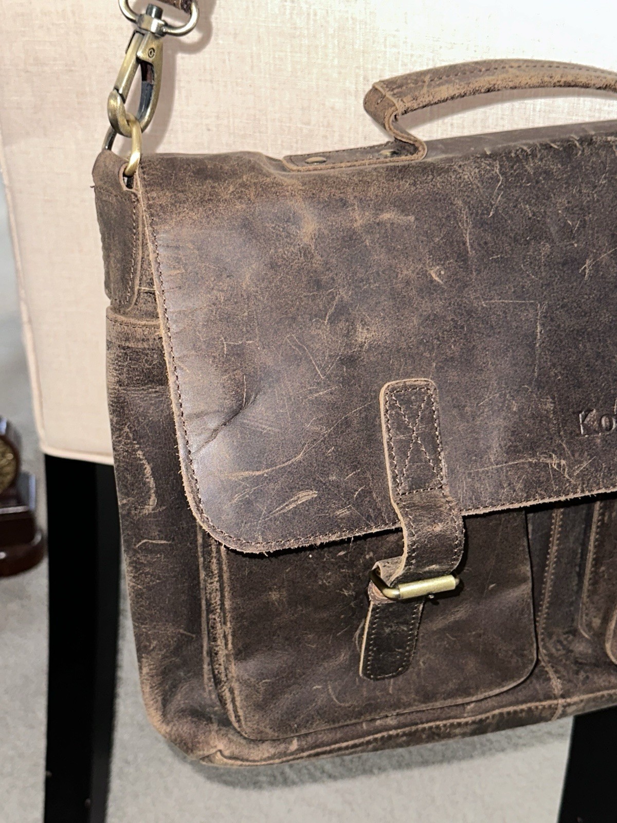 Komalc Passion Full Grain Leather briefcase 16” Laptop Messenger Bag Men/woman