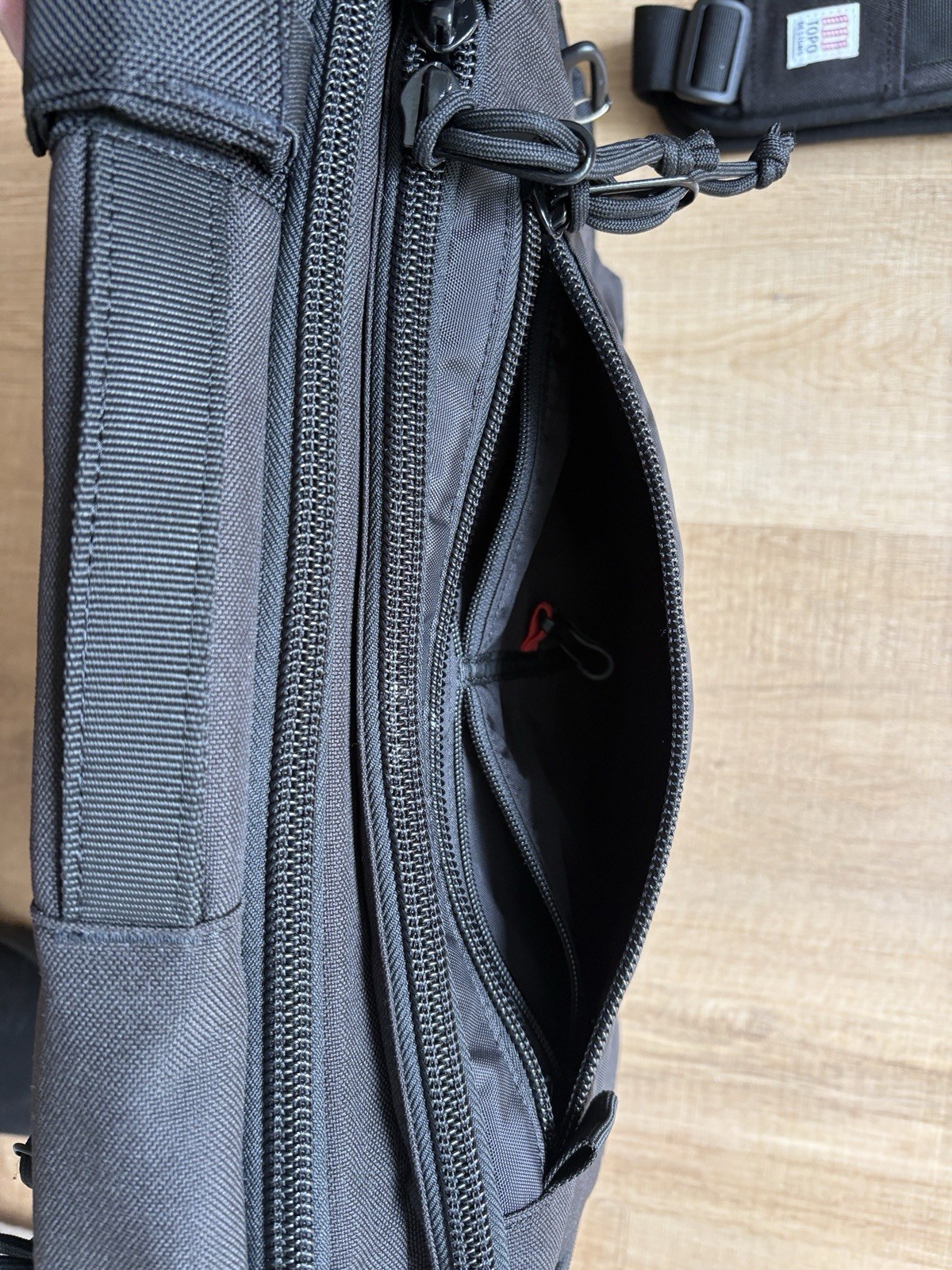 Topo Designs Global Travel Bag 30L Backpack, Black/Black W/ AirTag Holder