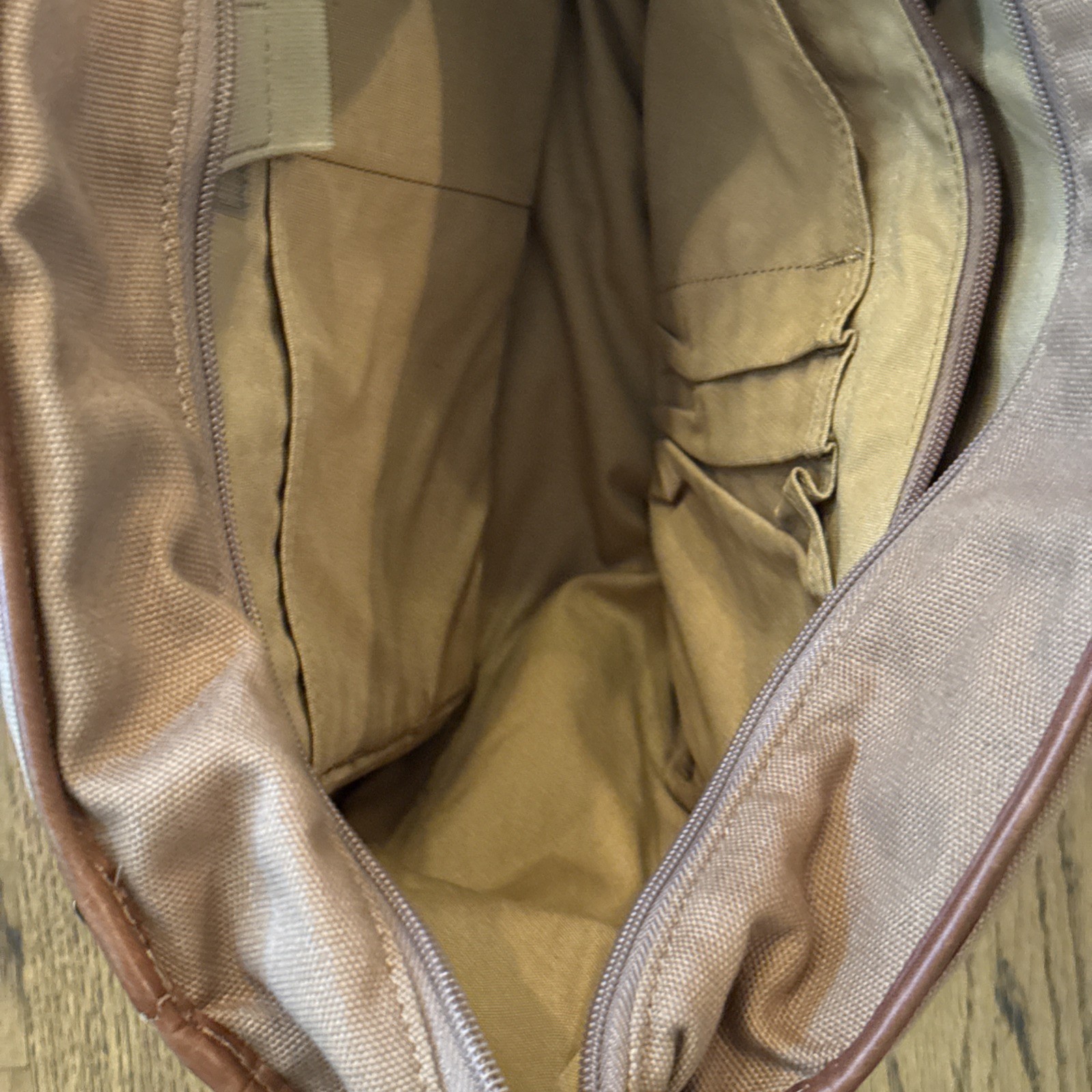 Duluth Trading Company Superior Street Fire Hose Briefcase Brown Canvas Leather