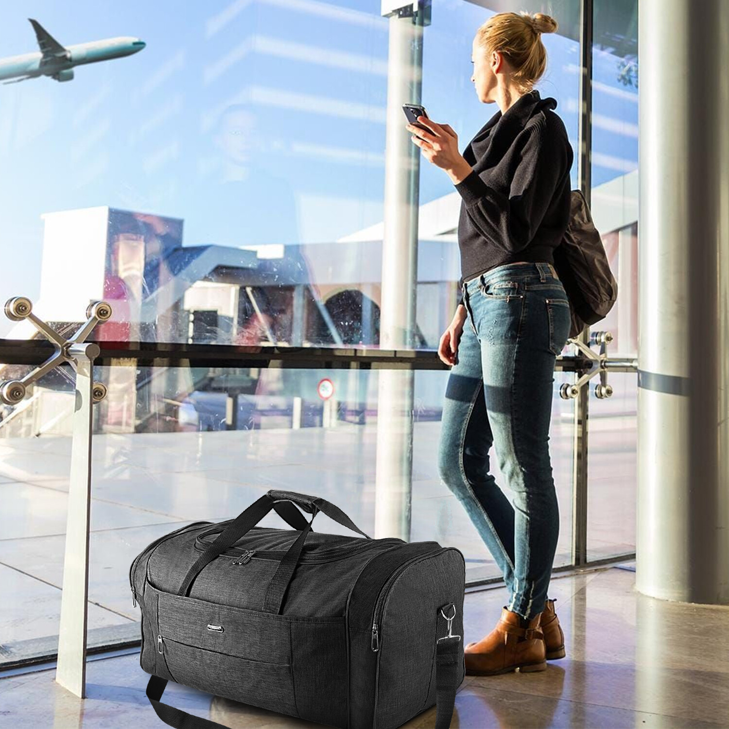 92L Military Canvas Gym Duffle Bag-Heavy-Duty Travel Luggage with Shoulder Strap