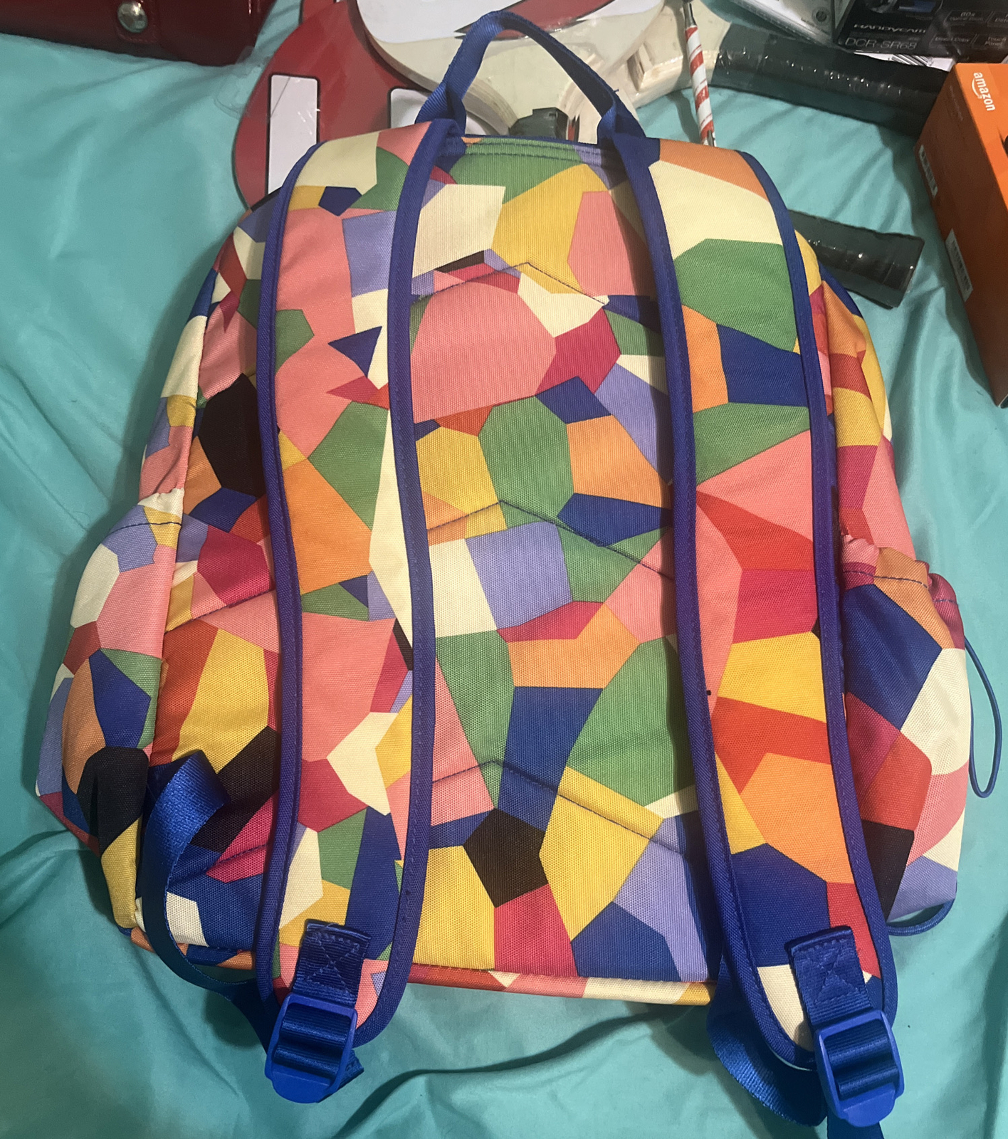 Vera Bradley Lighten Up Drawstring Backpack Pop Art Multicolor EUC Rare