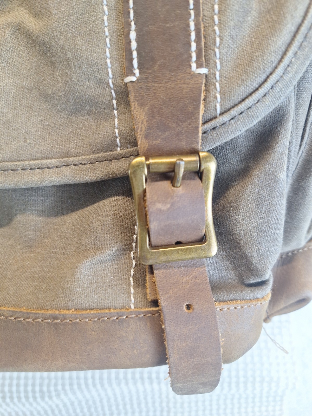 Brass Tacks Waxed Canvas Leather Rucksack Backpack Travel Hiking Camping School
