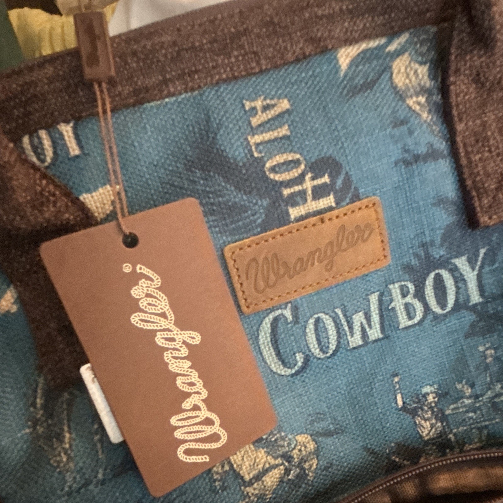 Wrangler Vintage Retro Cowboy Backpack Zip Closure Blue/Brown One Size Unisex