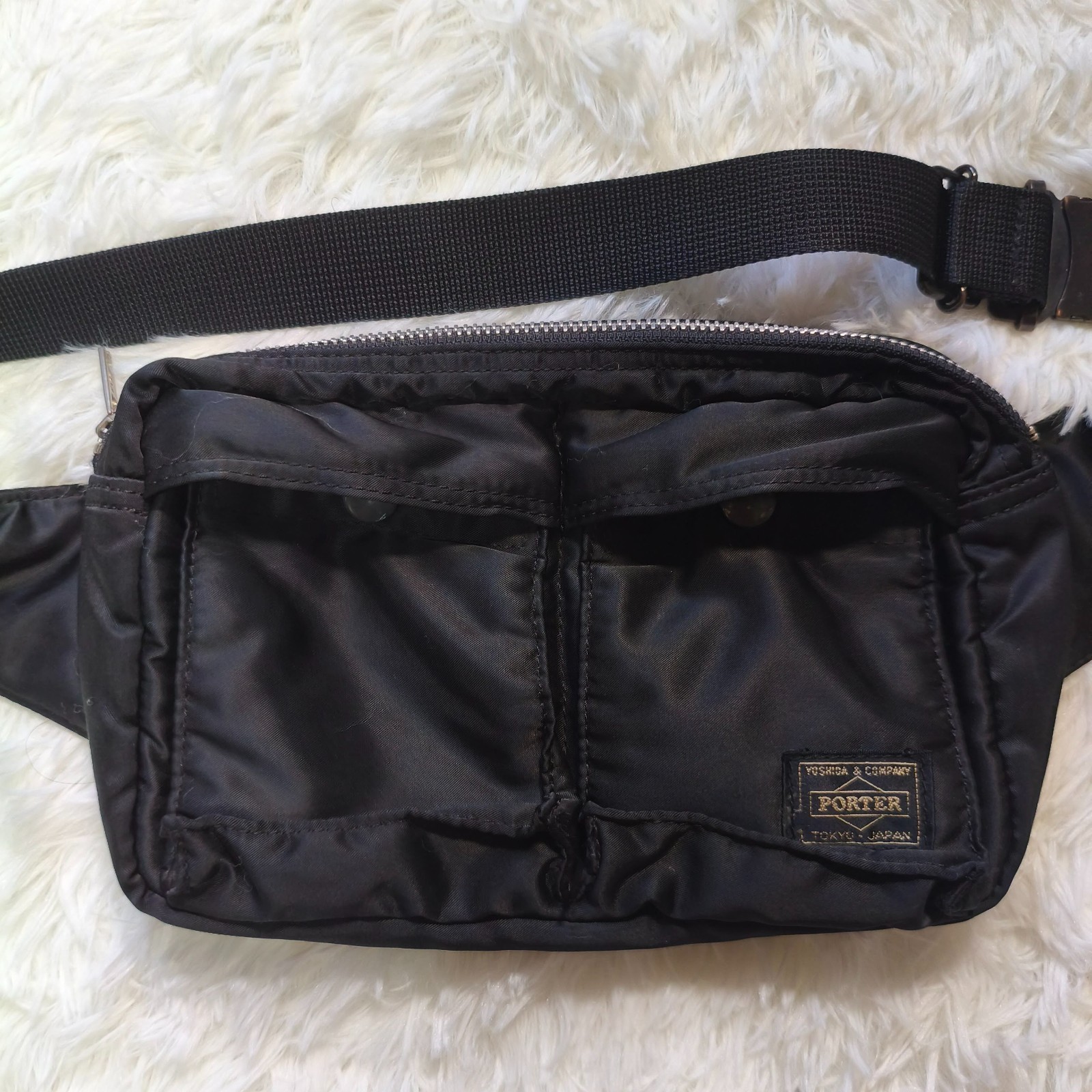 PORTER TANKER Shoulder Bag Nylon Black Simpe Standard Unisex Adults Used Japan