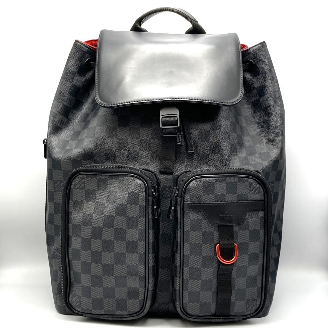 Louis Vuitton Utility Backpack Damier Graphite Black Gray Canvas Leather D-ring