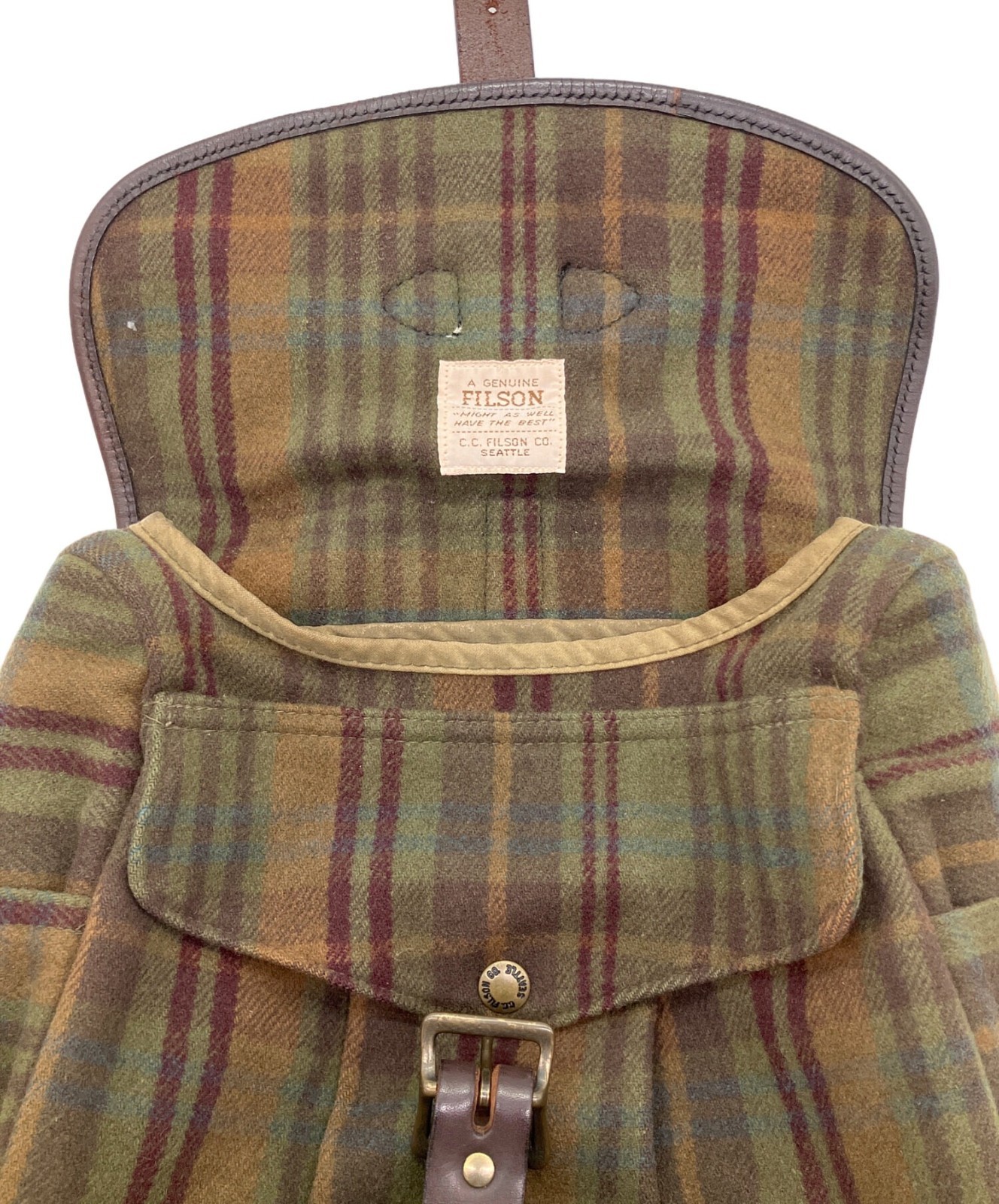 FILSON Wool Shoulder Bag Green Brown Check USA – Used Slight Wear