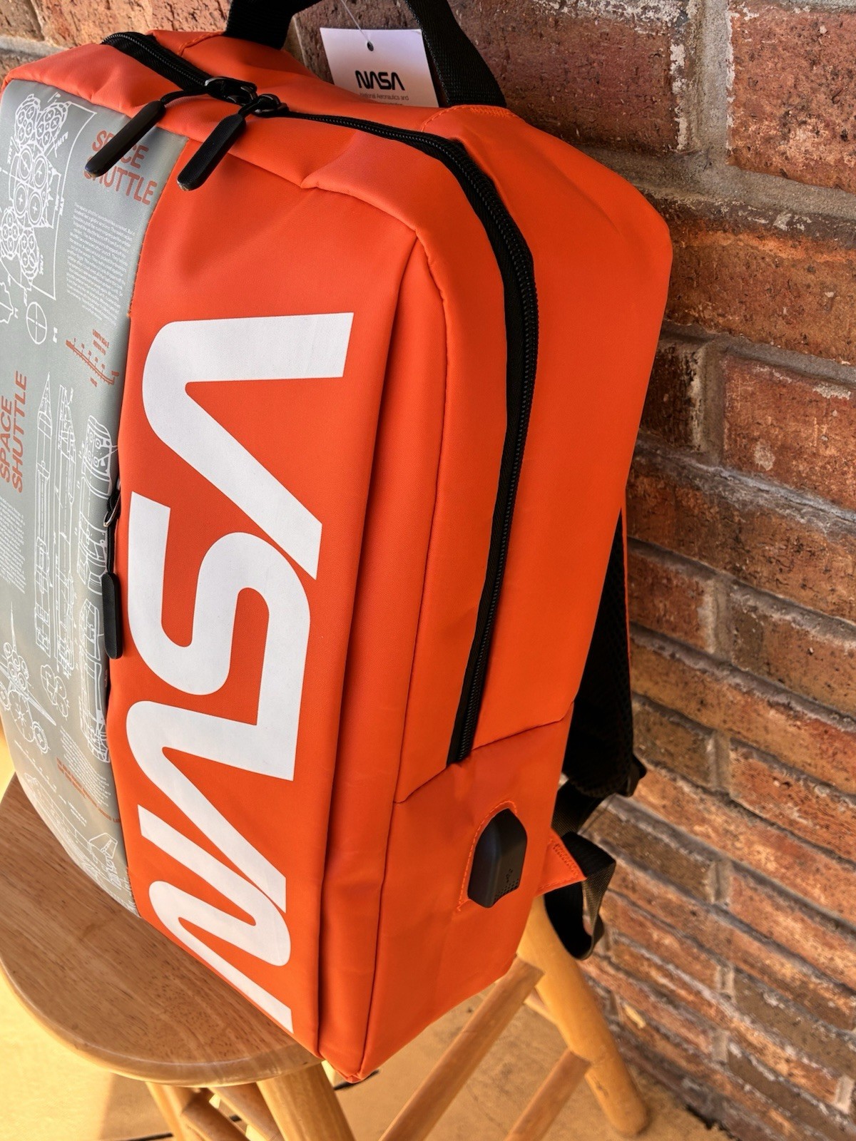 NASA Backpack Spacesuit Orange Space Shuttle USB Cable NWT