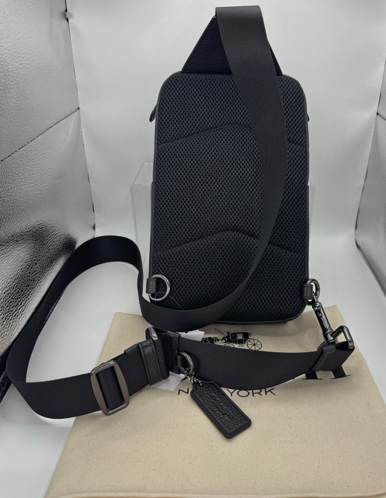 Coach Sullivan Pack Signature Canvas Charcoal Black Crossbody Sling Bag CZ397