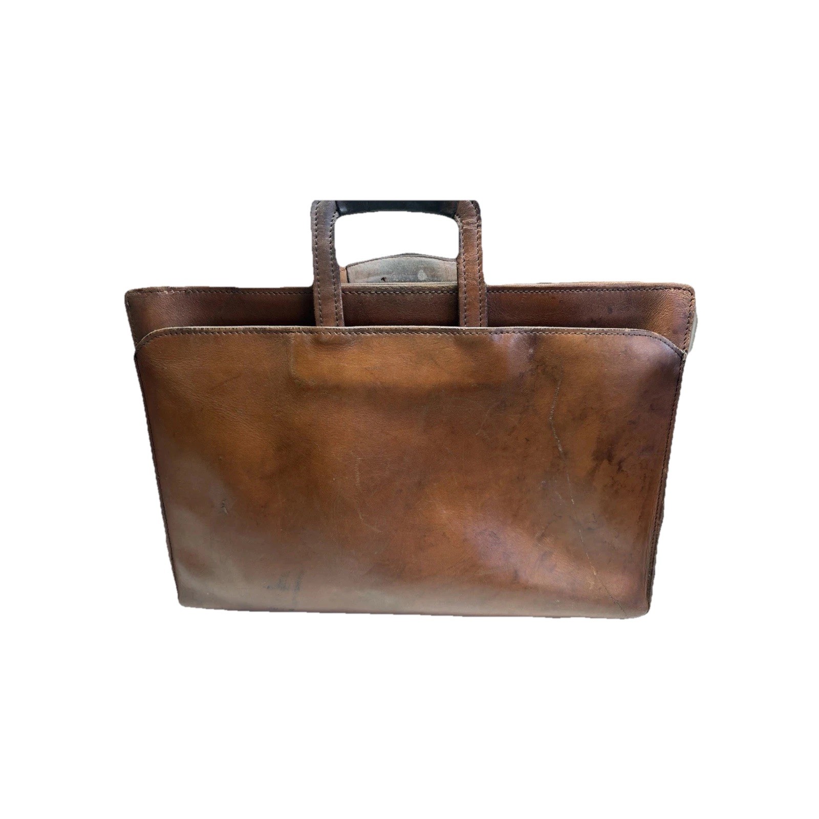 VTG Leather Briefcase Brown Saddle EDF Monogram