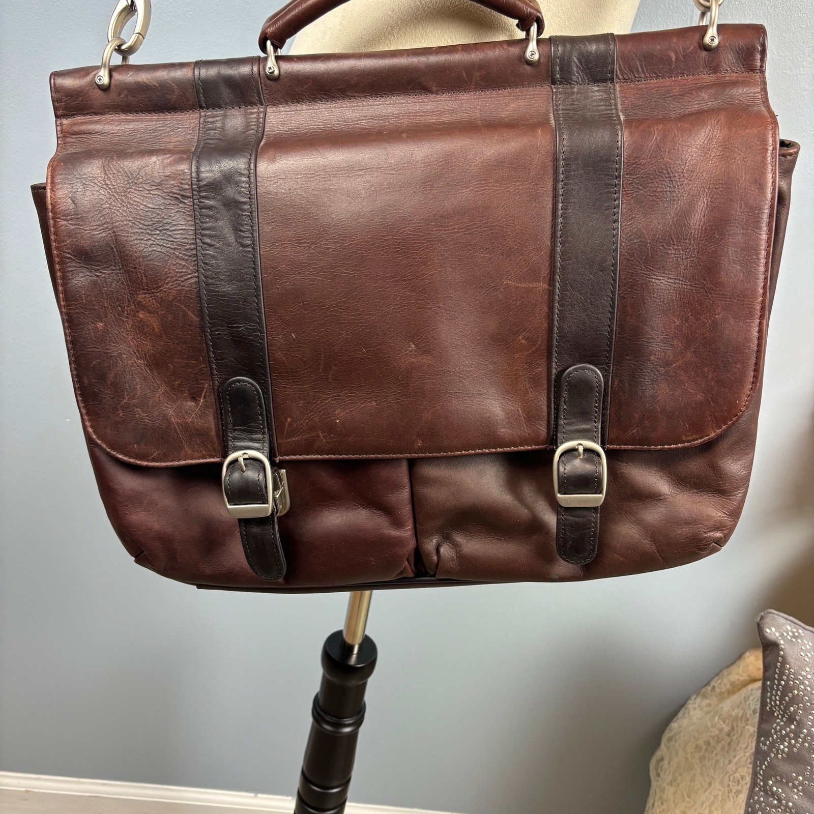 Samsonite Business Casual Series Leather Briefcase Messenger Bag Laptop Satchel